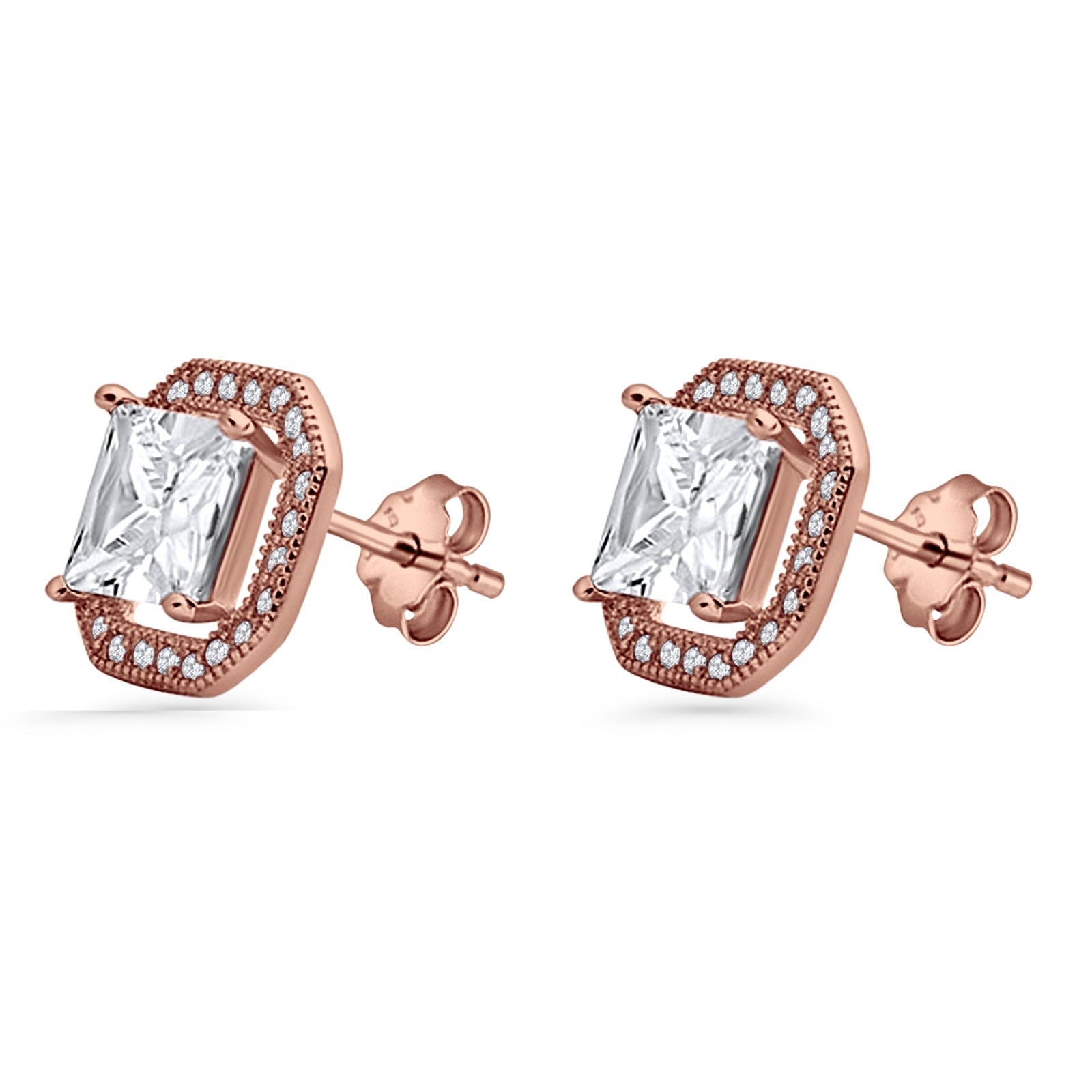 Princess Cut Stud Earrings