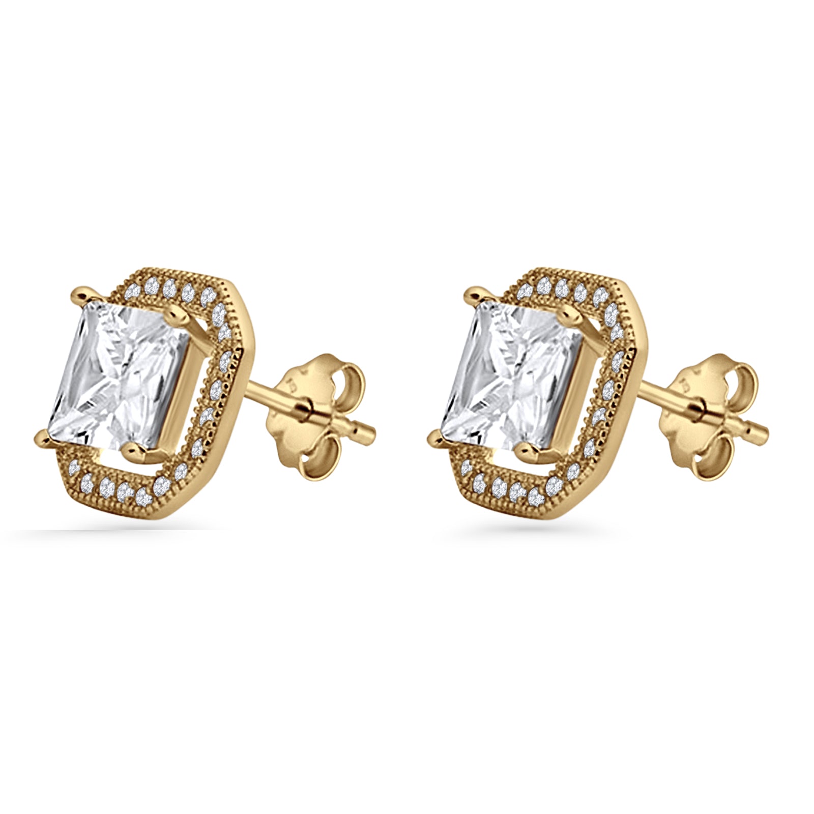 Princess Cut Stud Earrings