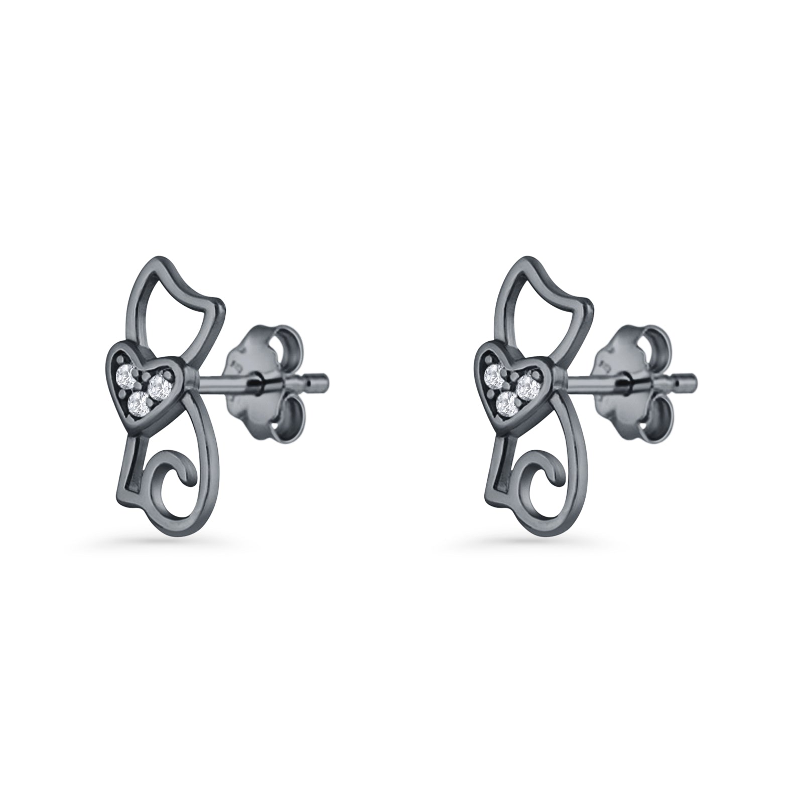 Heart Cat Stud Earring