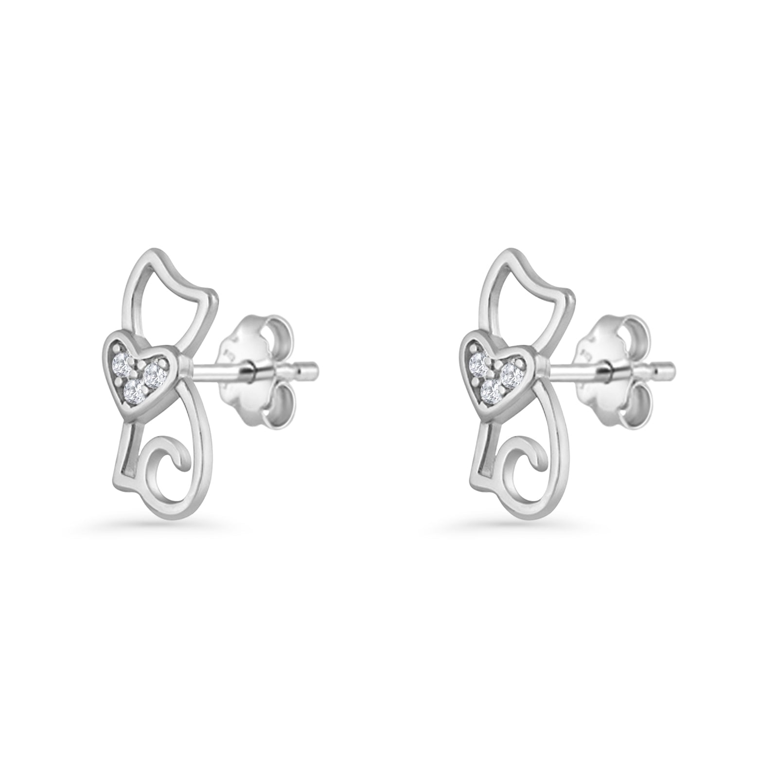 Heart Cat Stud Earring