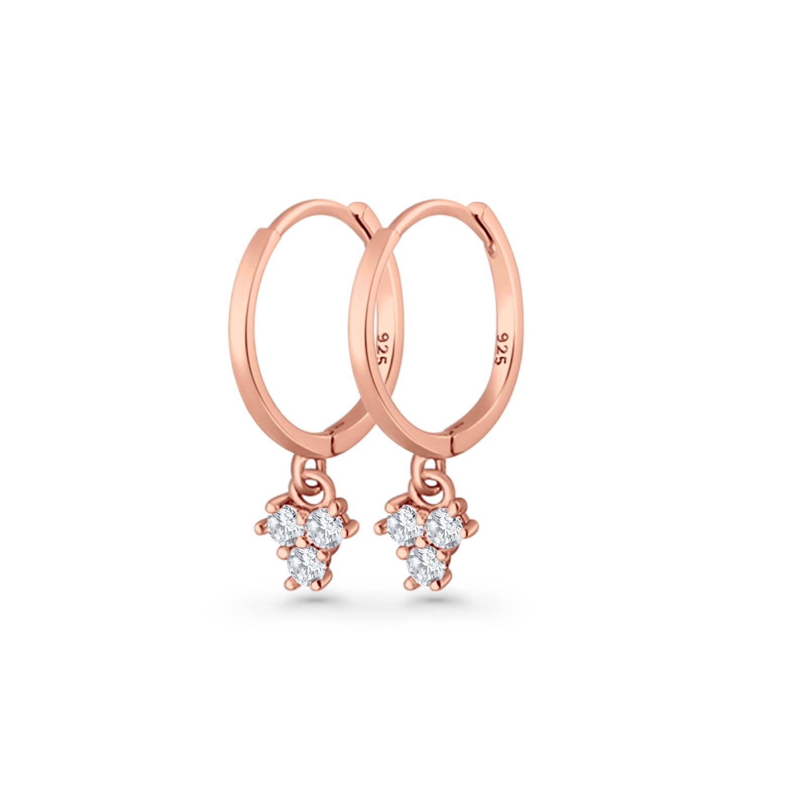 Trio CZ Dangle Drop Hoop Earring