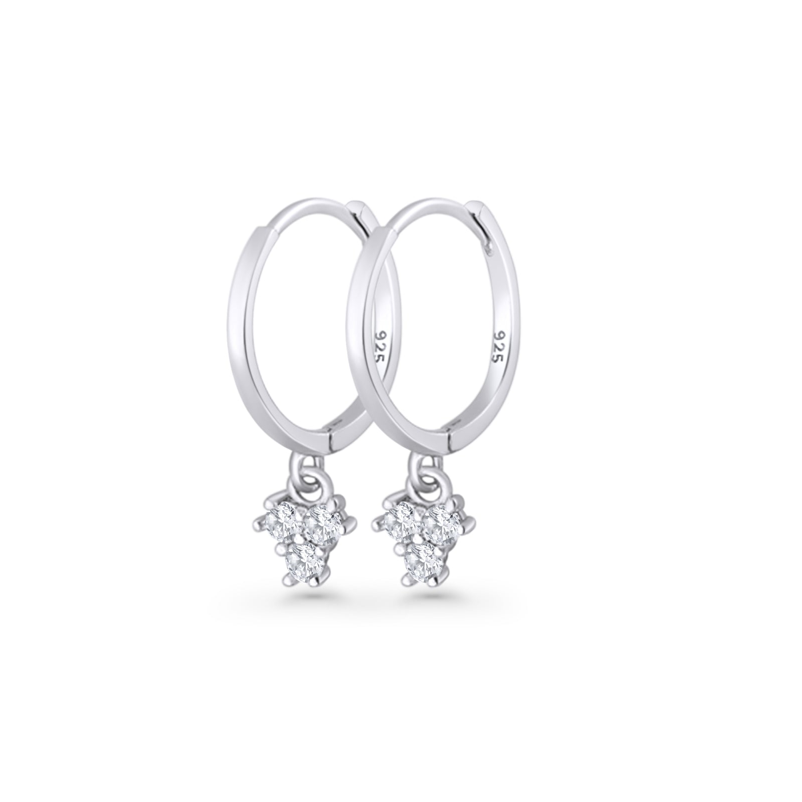 Trio CZ Dangle Drop Hoop Earring