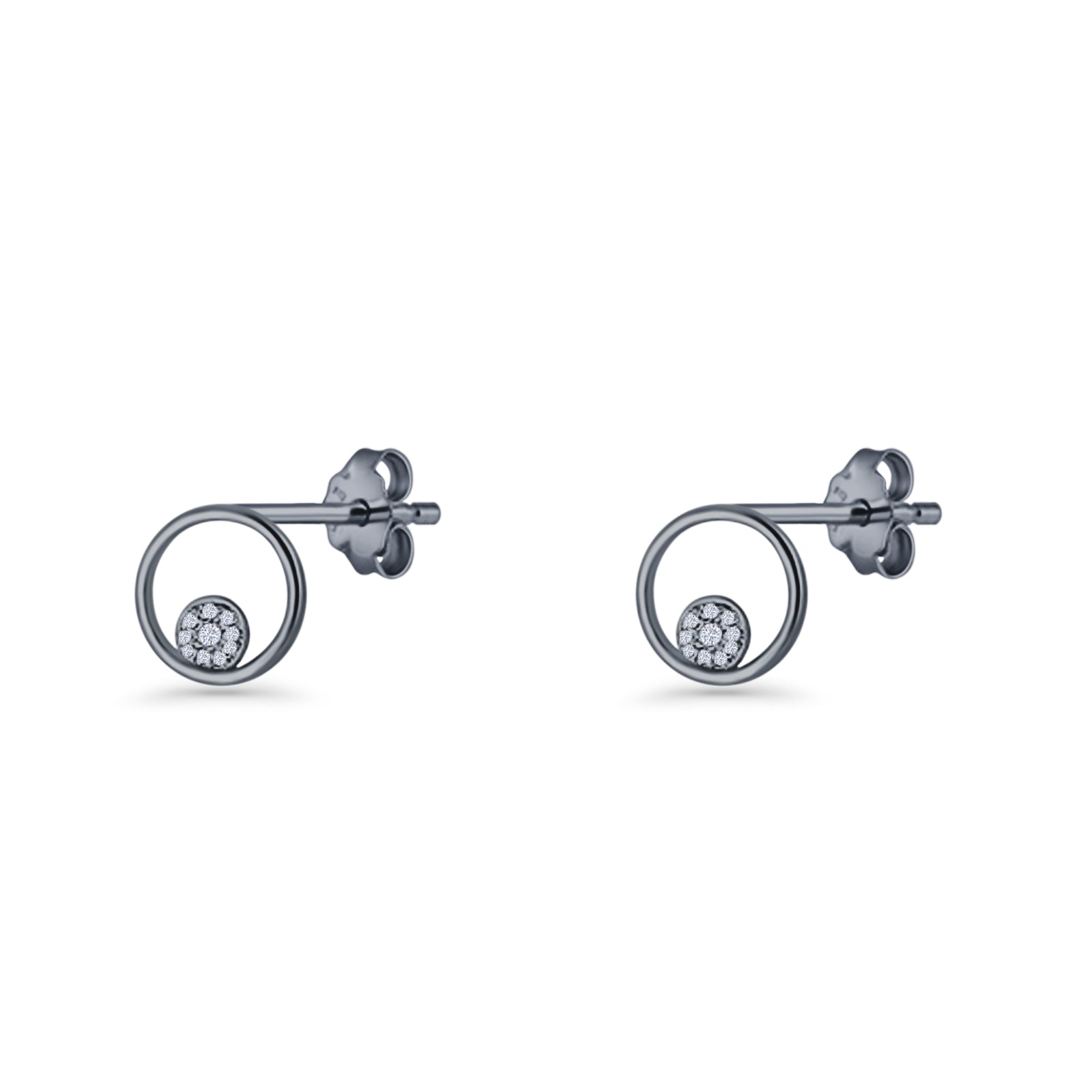 CZ Cluster Open Circle Stud Earrings