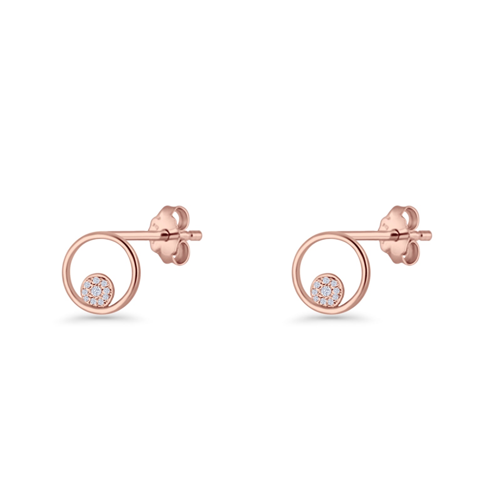 CZ Cluster Open Circle Stud Earrings