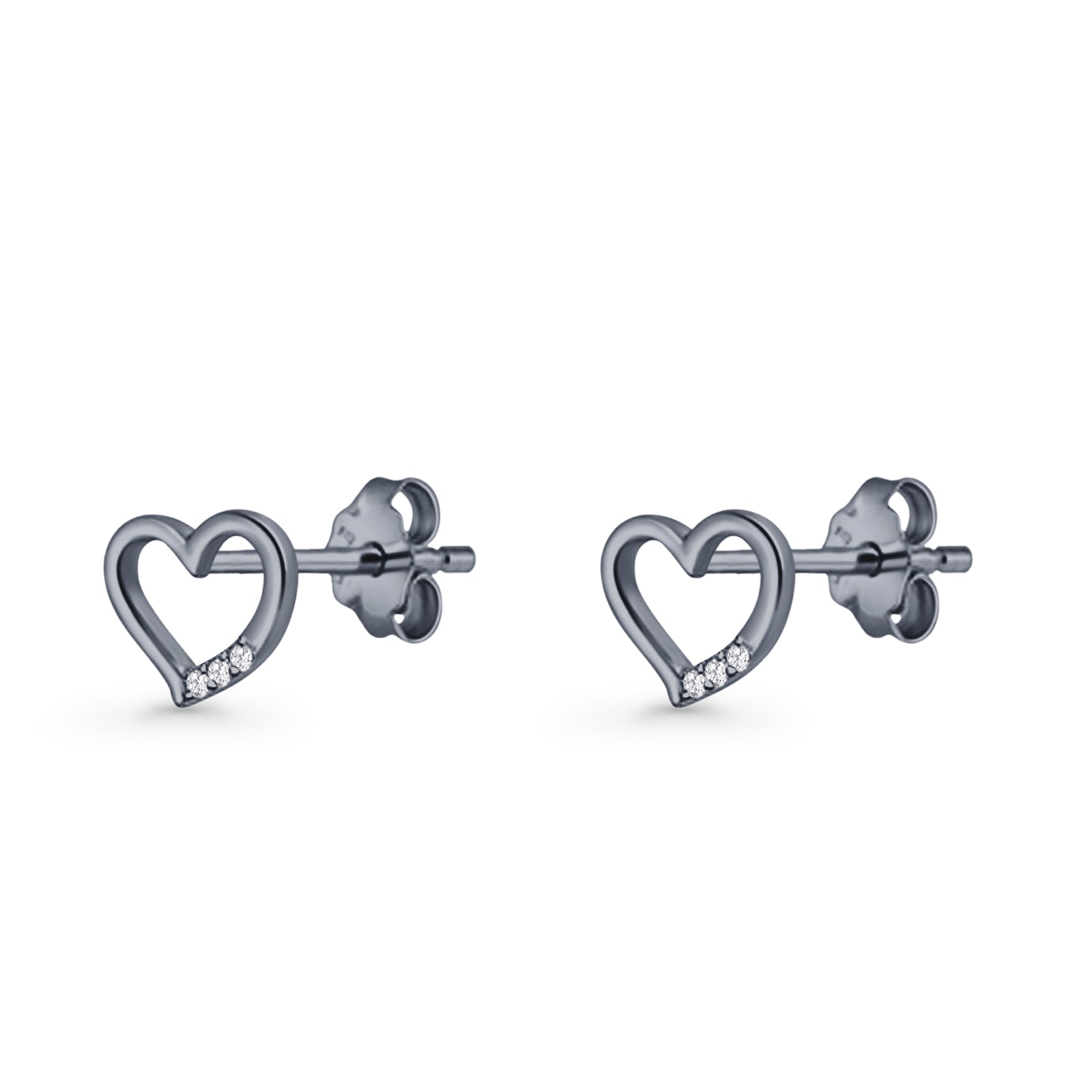 Open Heart CZ Stud Earrings