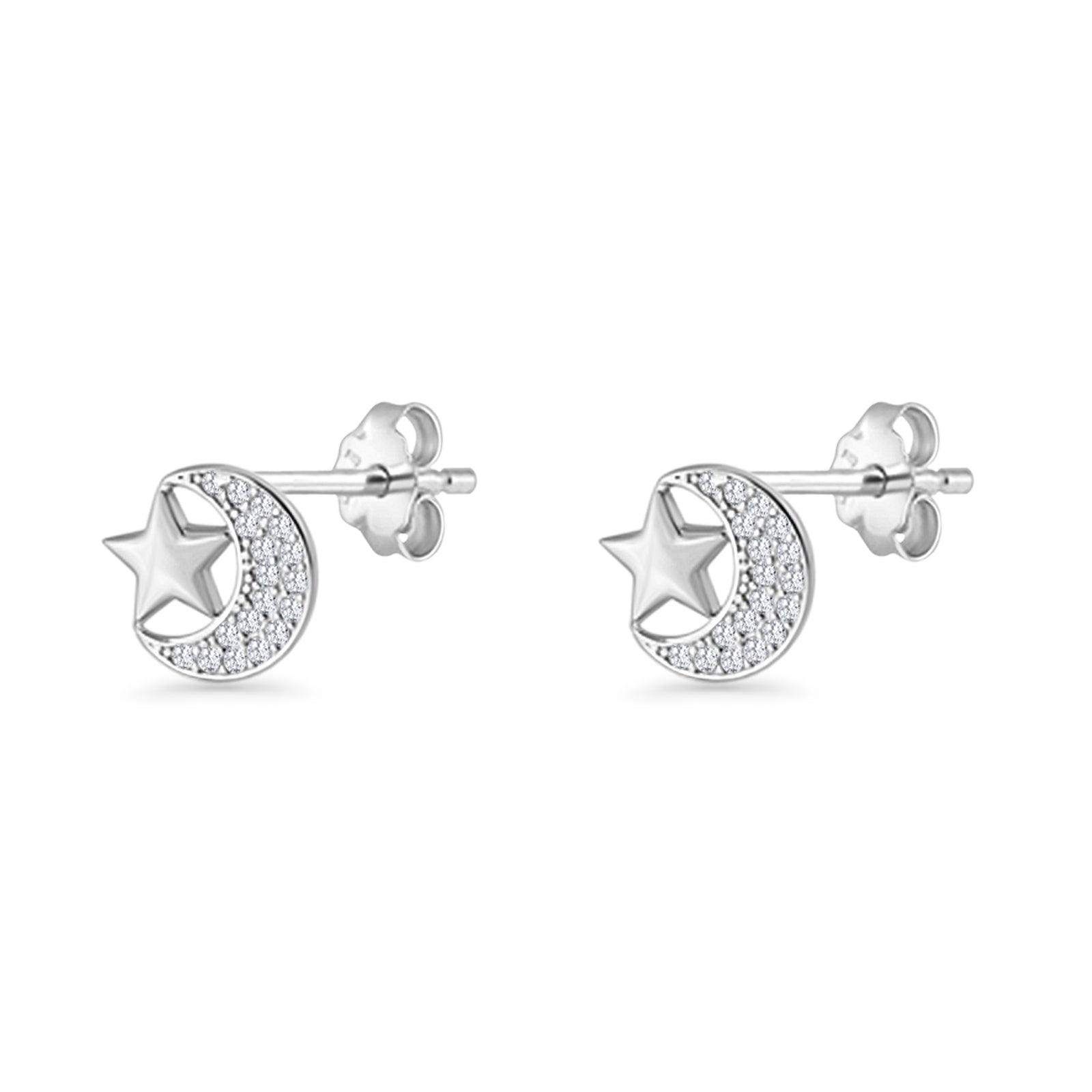Moon & Star Stud Earrings