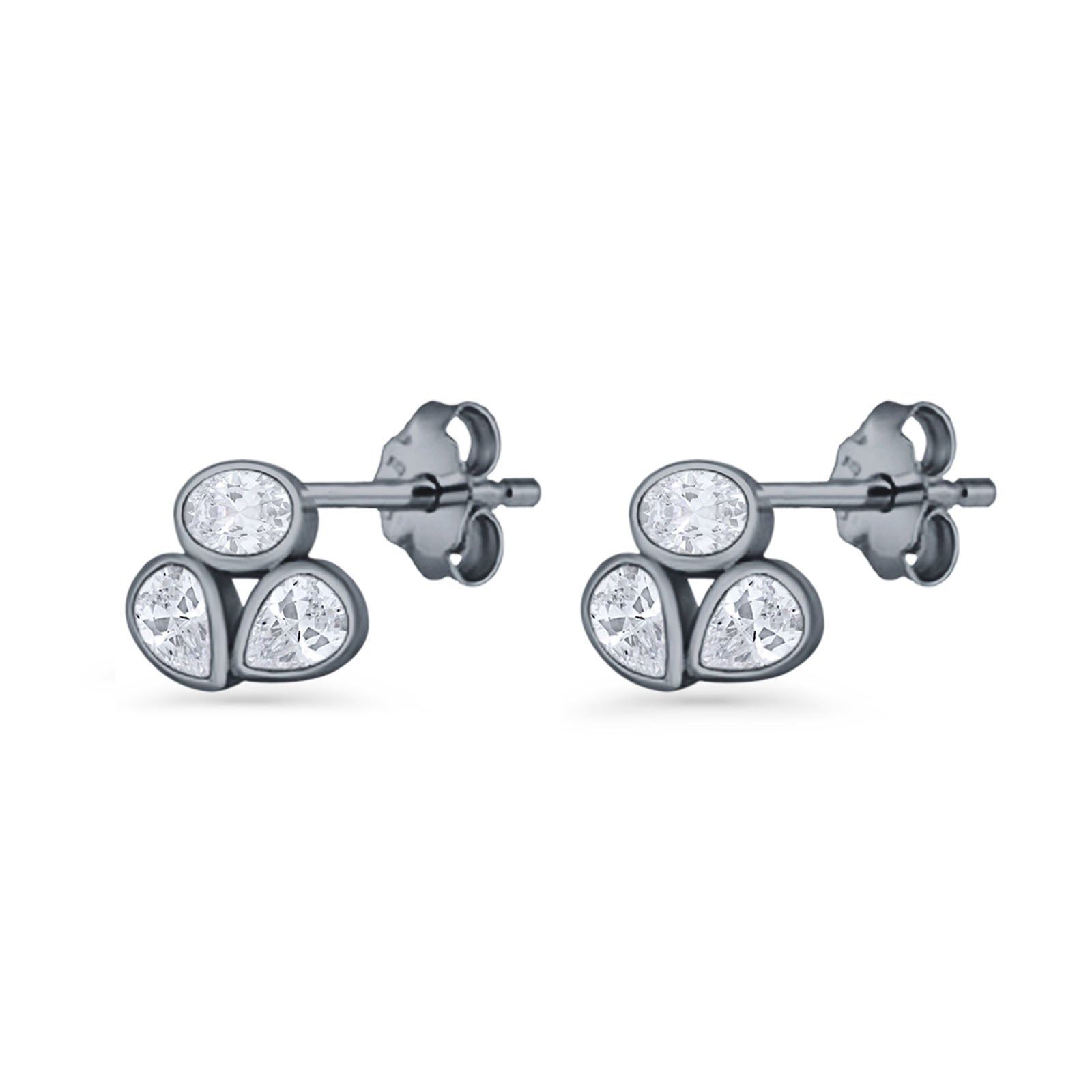 Three Stone Cartilage Stud Earrings