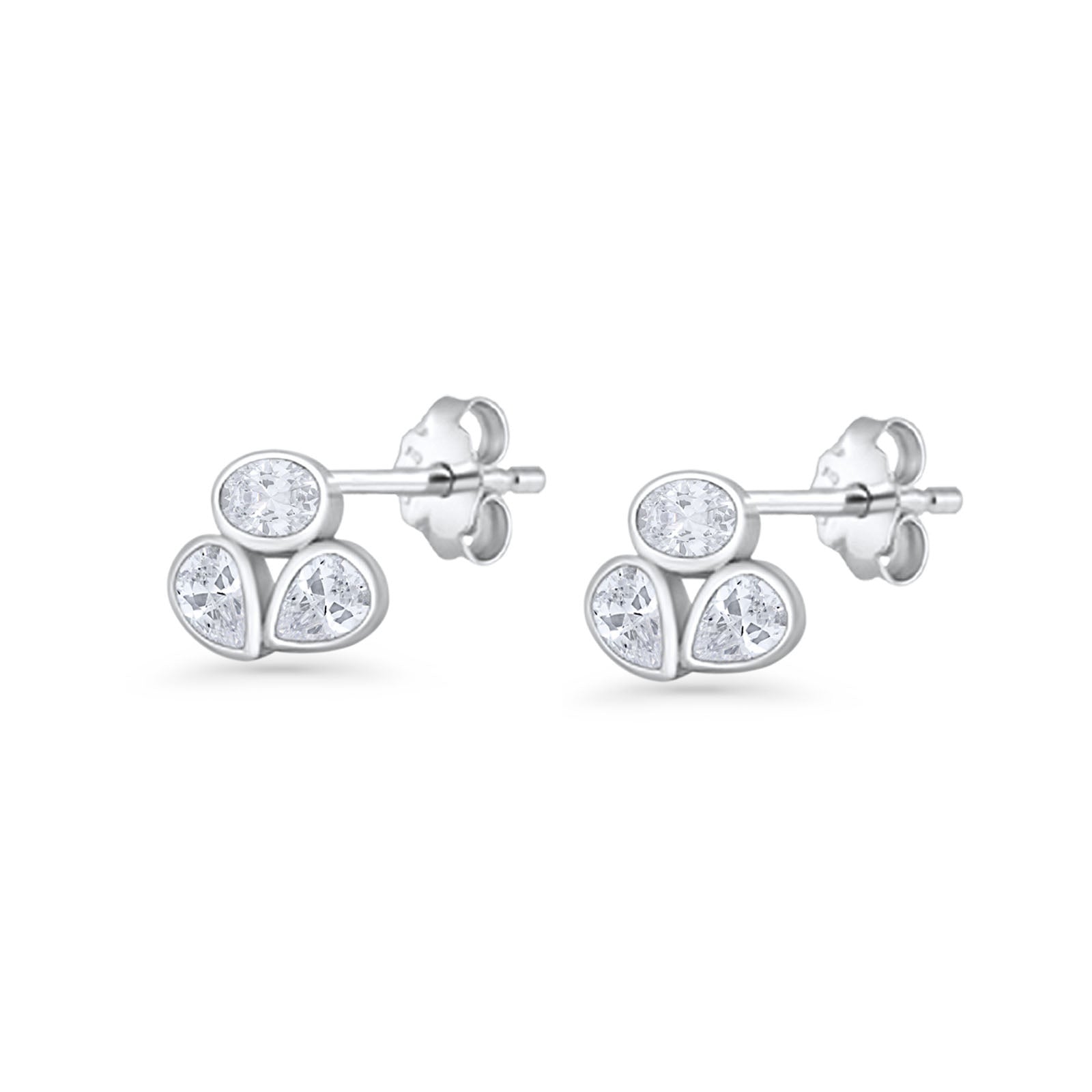 Three Stone Cartilage Stud Earrings