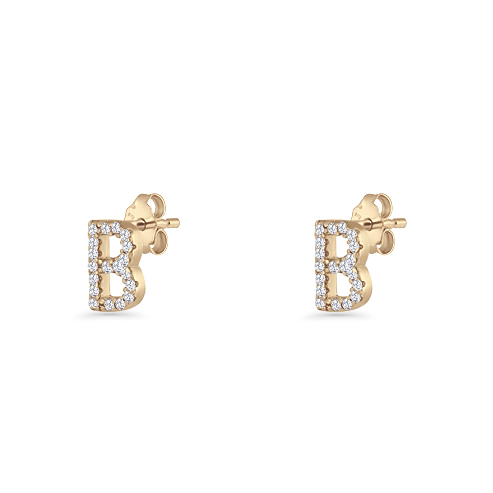 Initial B Stud Earrings