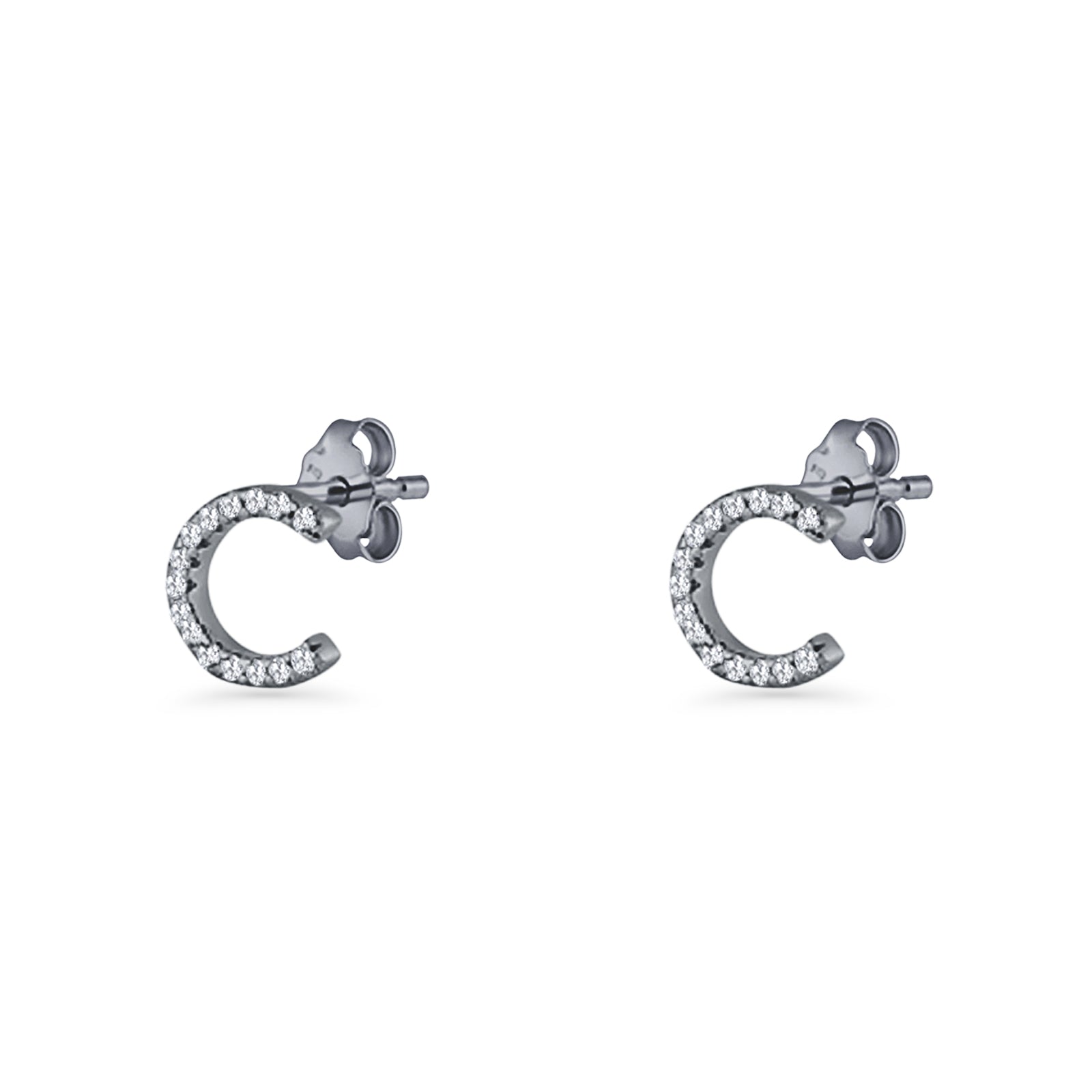 Initial C Stud Earrings