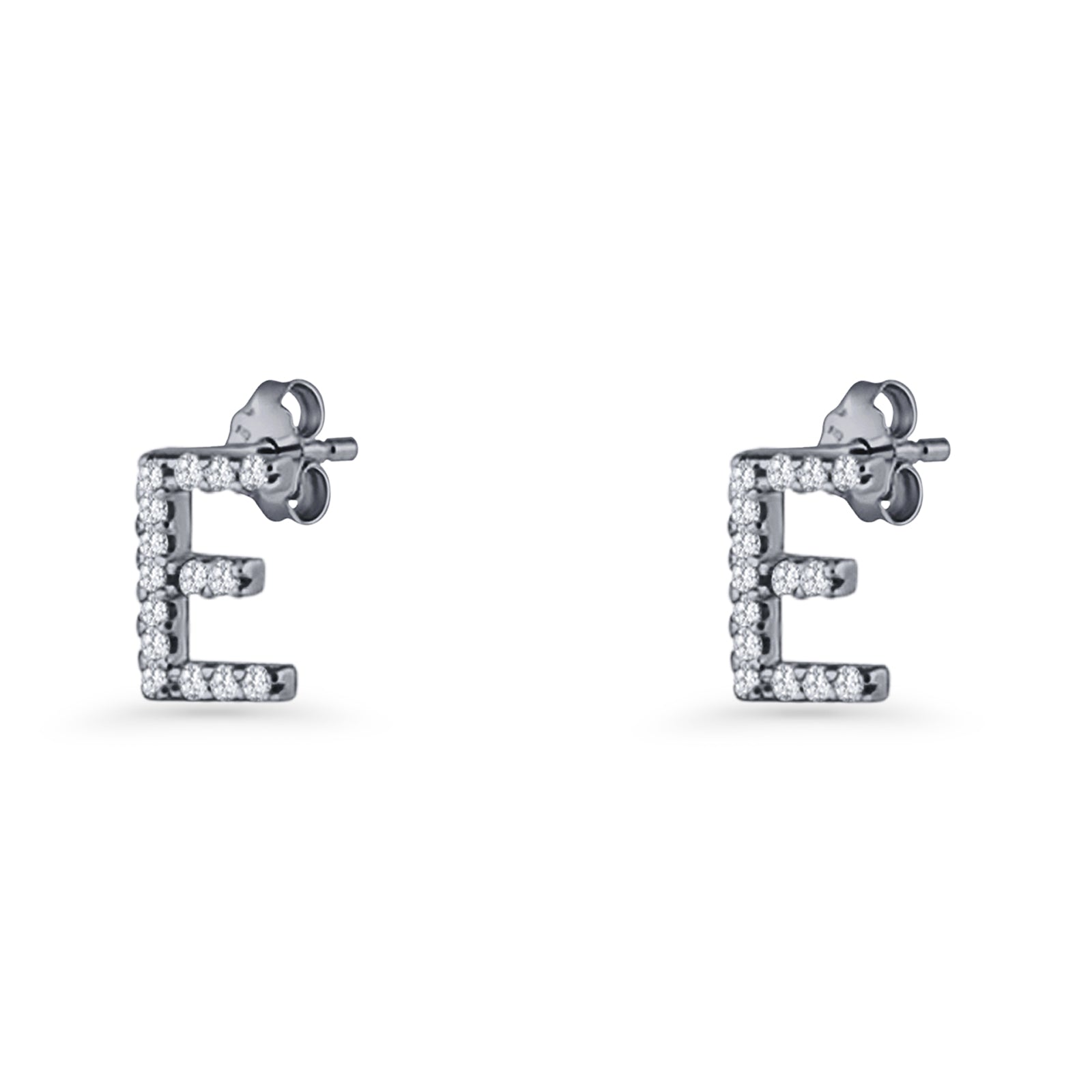Initial E Stud Earrings