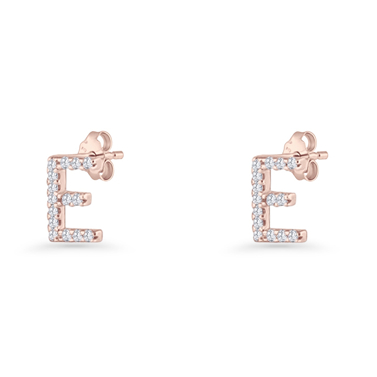 Initial E Stud Earrings
