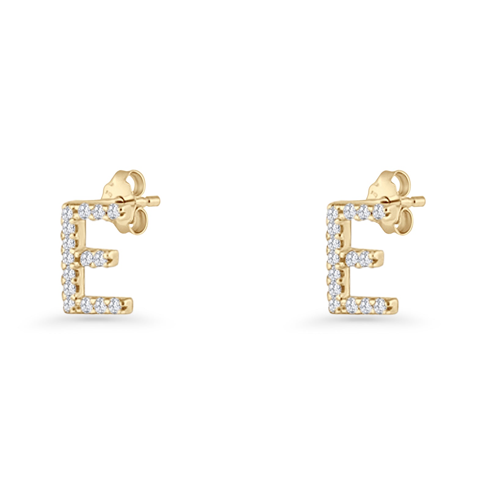 Initial E Stud Earrings