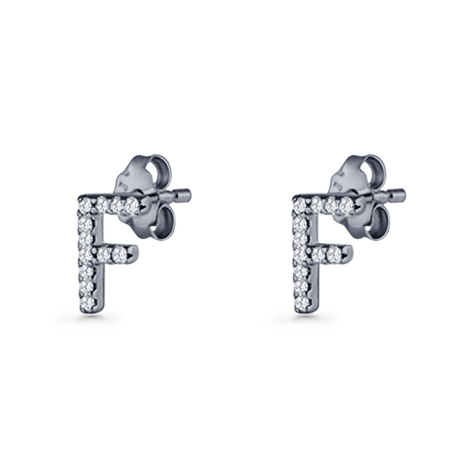 Initial F Stud Earrings