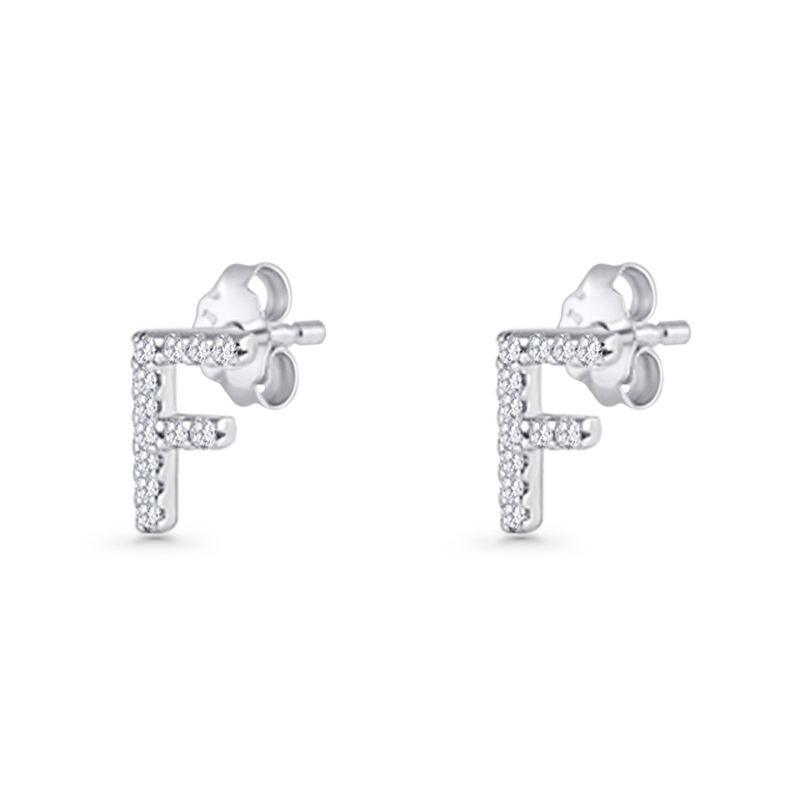 Initial F Stud Earrings