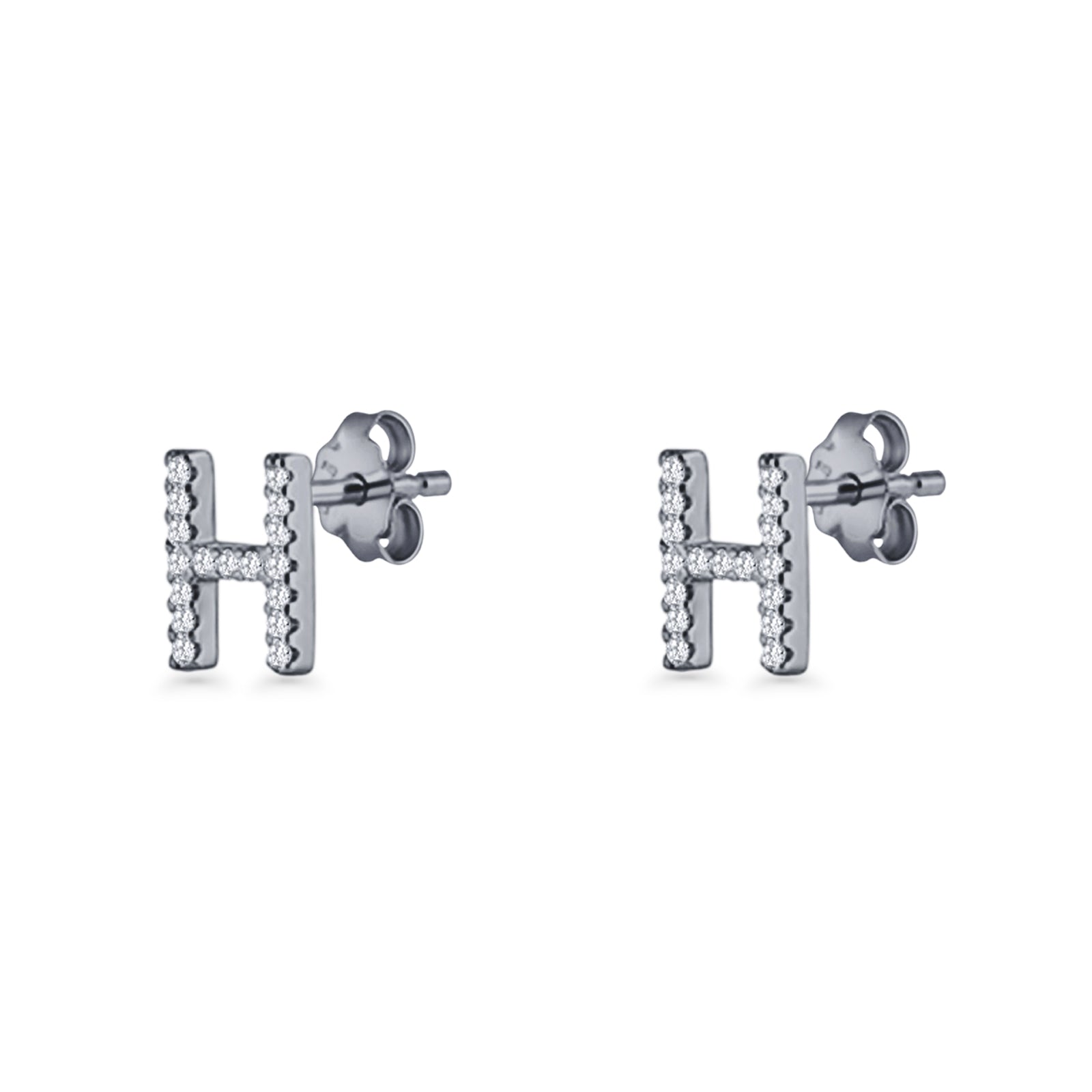 Initial H Stud Earrings