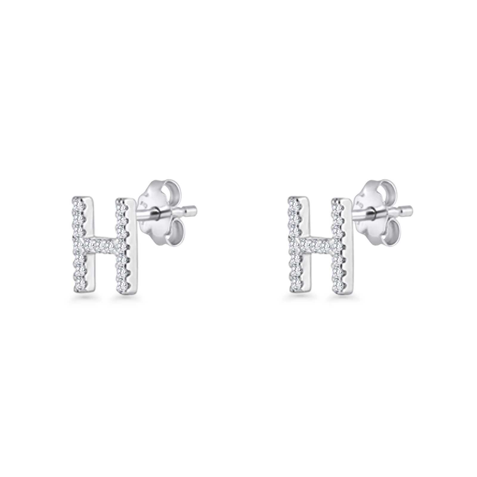 Initial H Stud Earrings