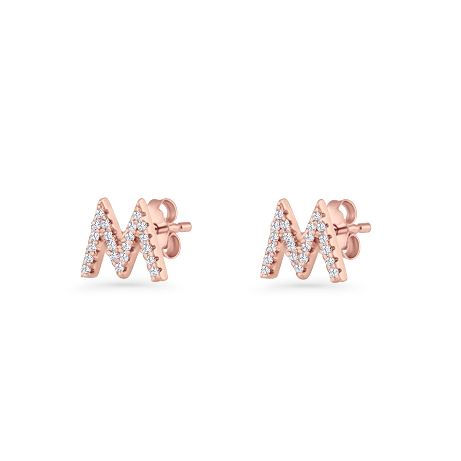 Initial M Stud Earrings