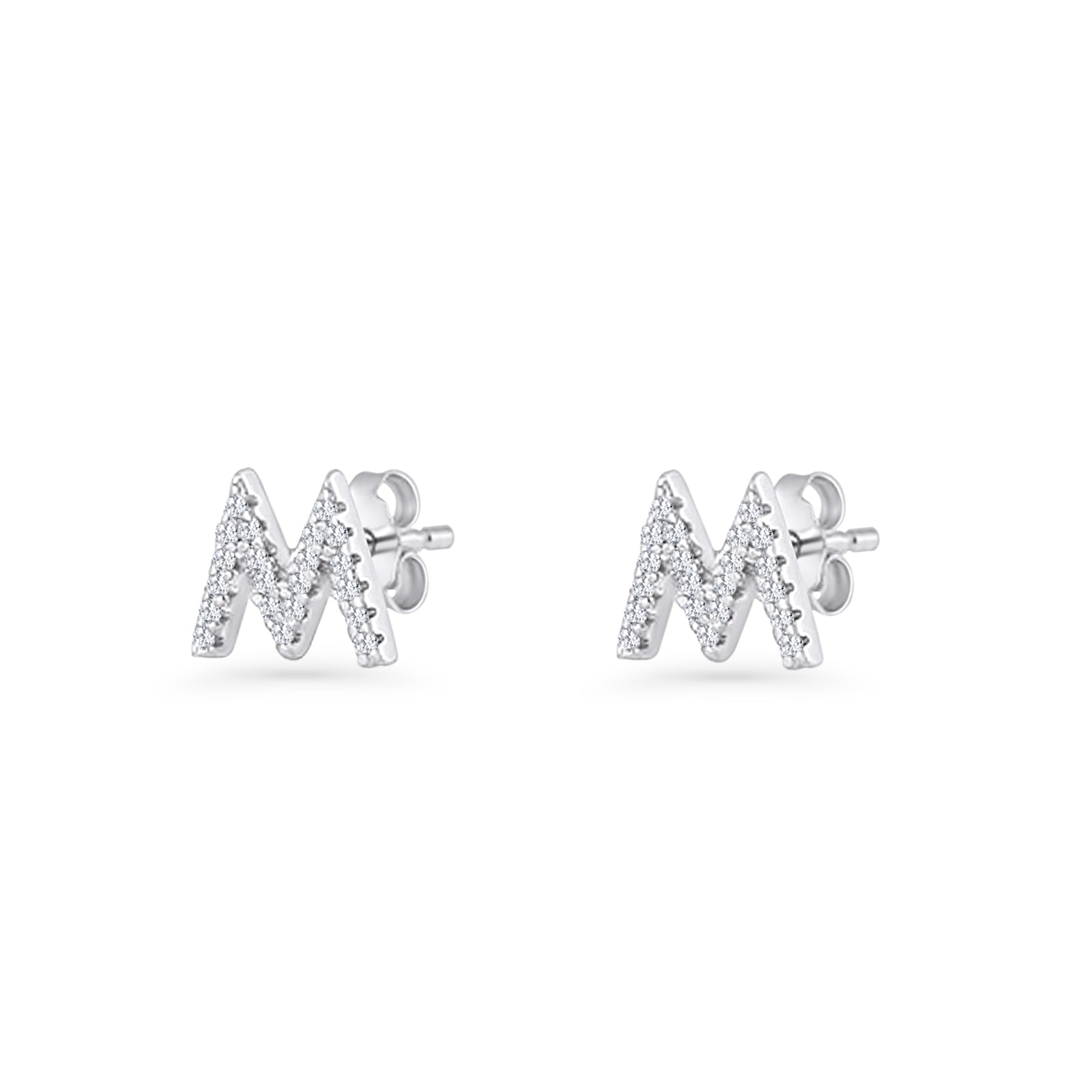 Initial M Stud Earrings