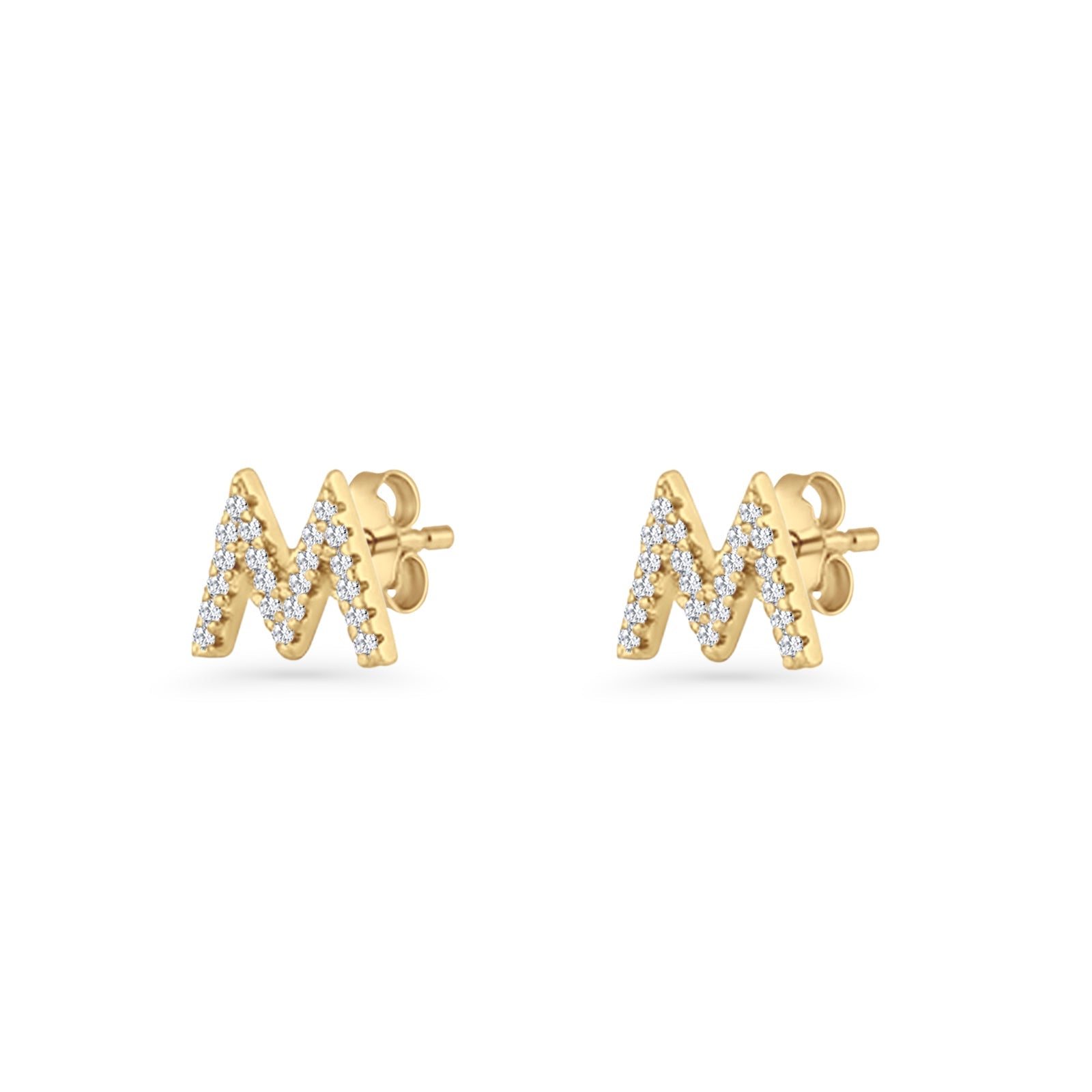 Initial M Stud Earrings