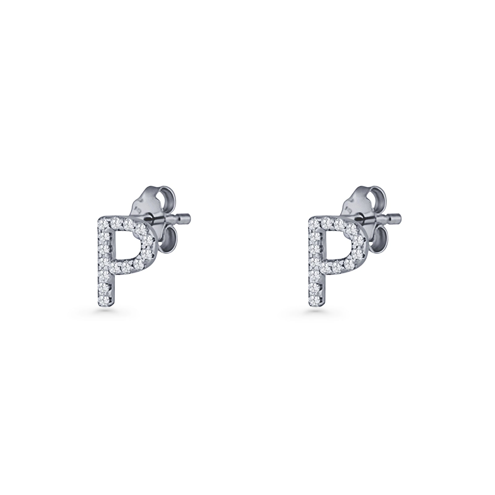 Initial P Stud Earrings