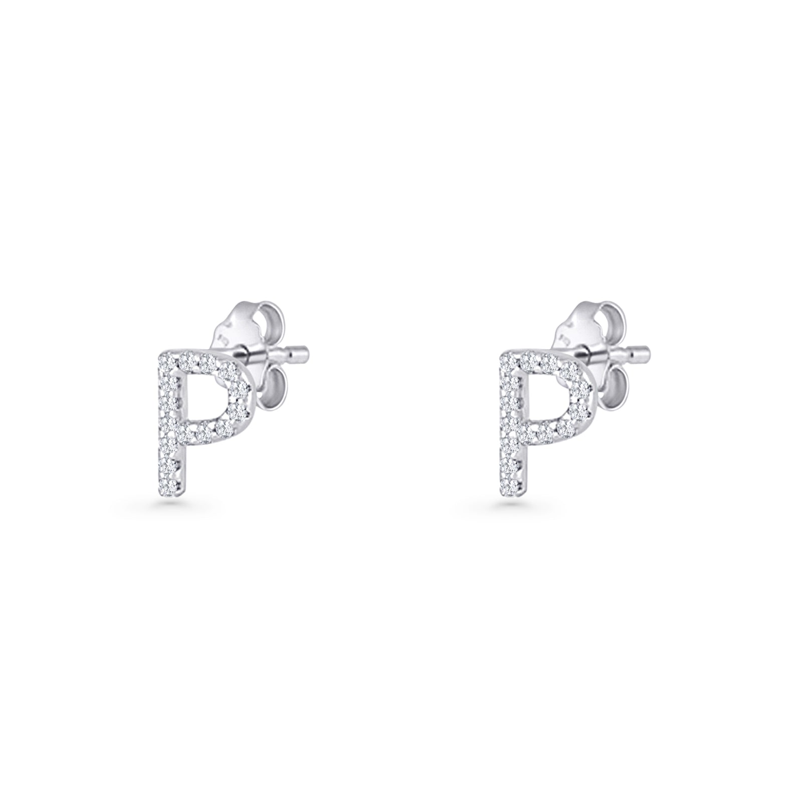 Initial P Stud Earrings
