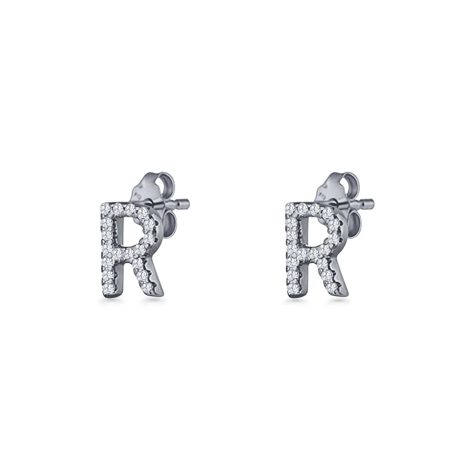 Initial R Stud Earrings