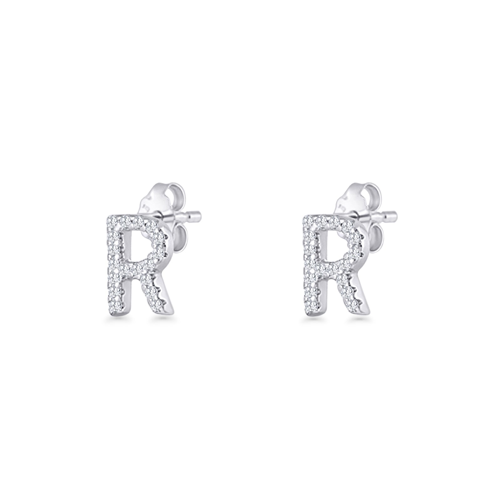 Initial R Stud Earrings