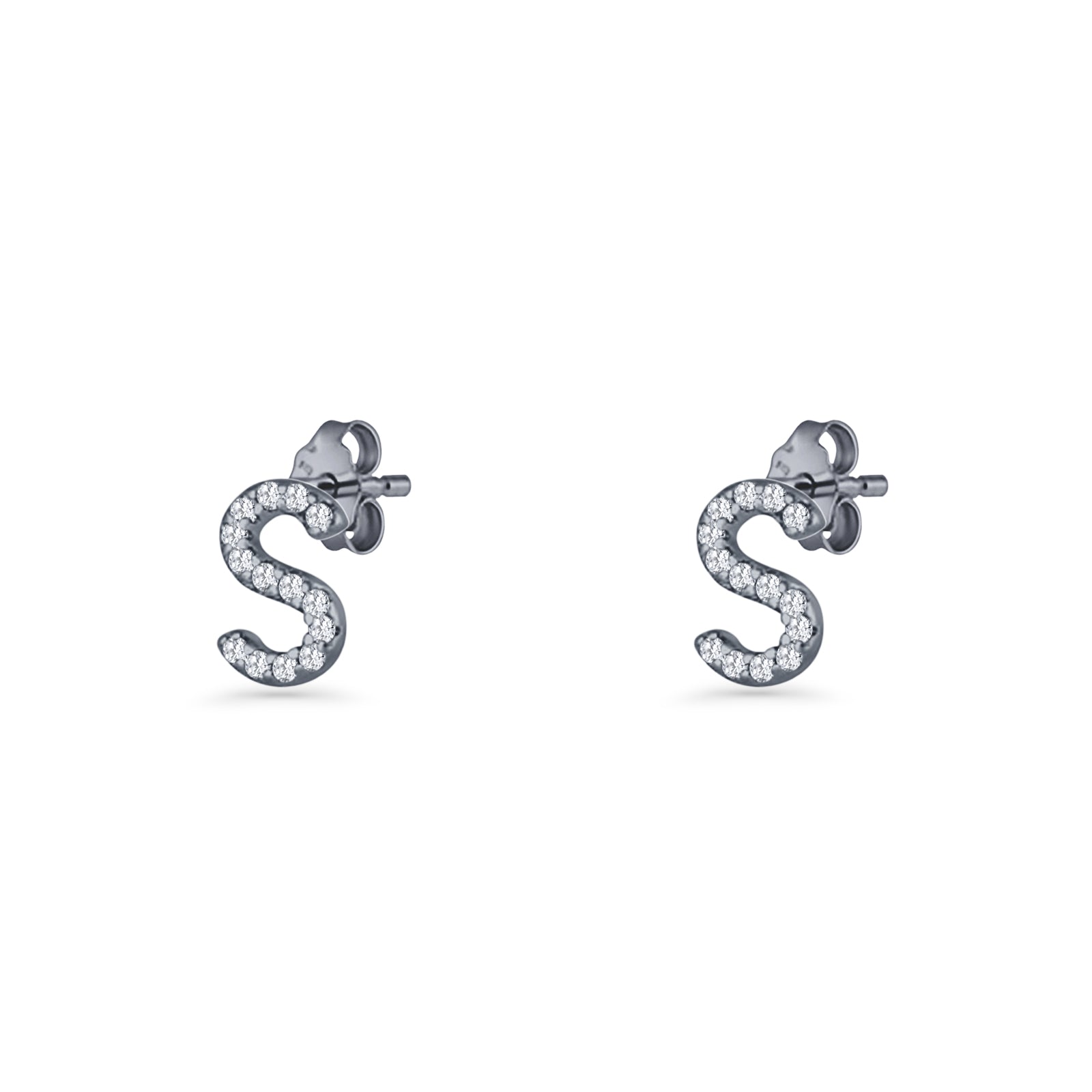 Initial S Stud Earrings