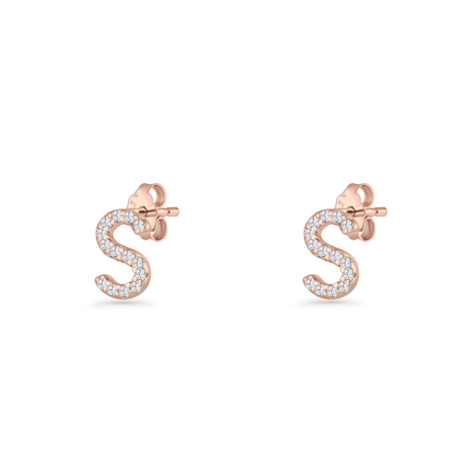 Initial S Stud Earrings