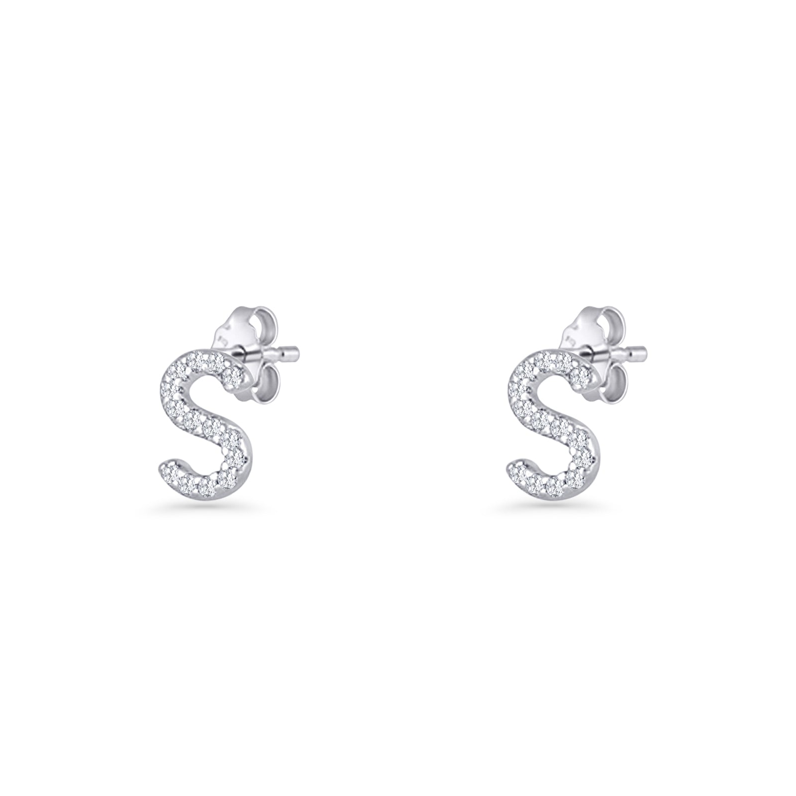 Initial S Stud Earrings