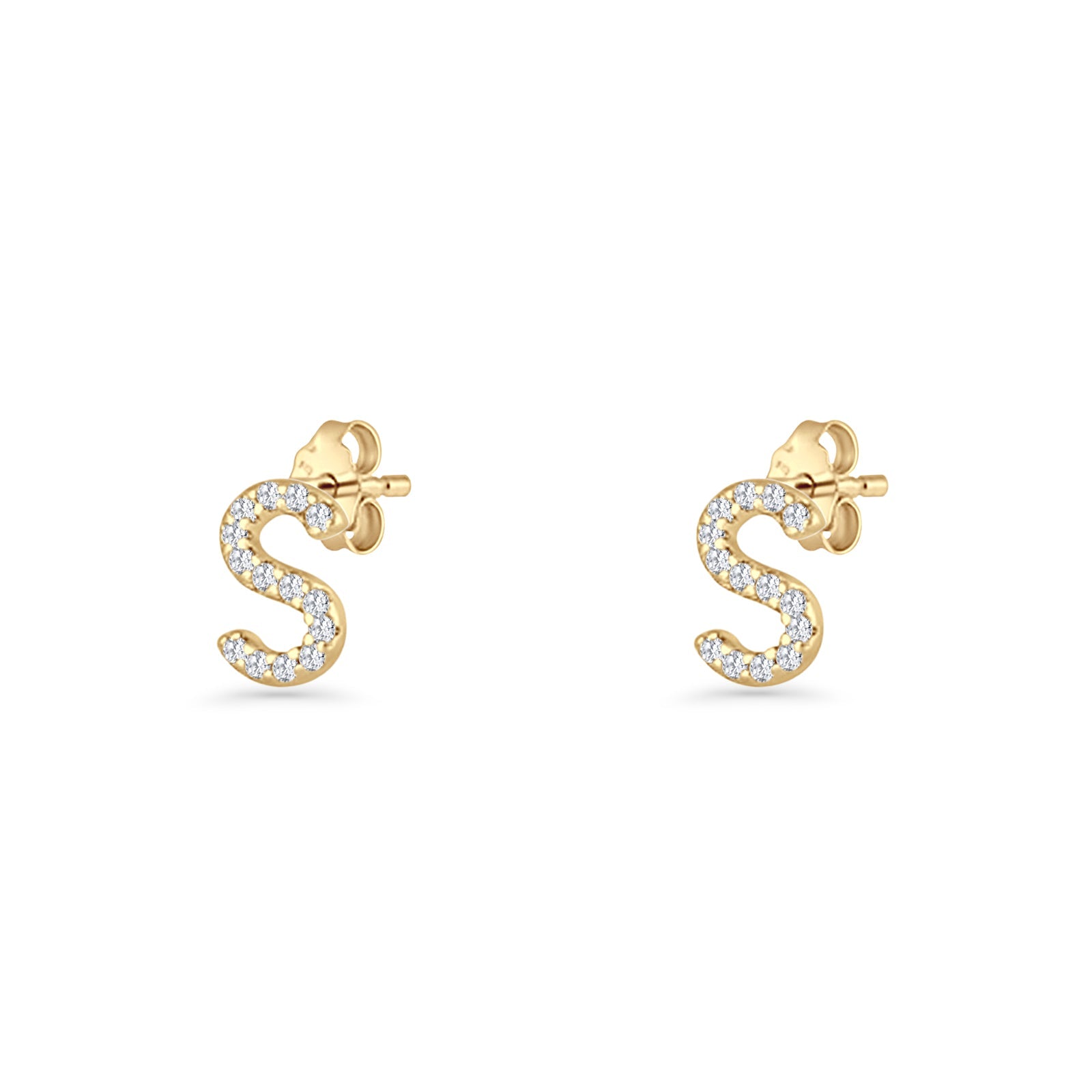 Initial S Stud Earrings