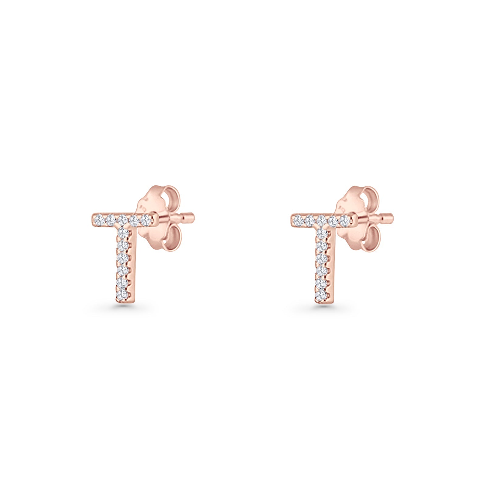 Initial T Stud Earrings