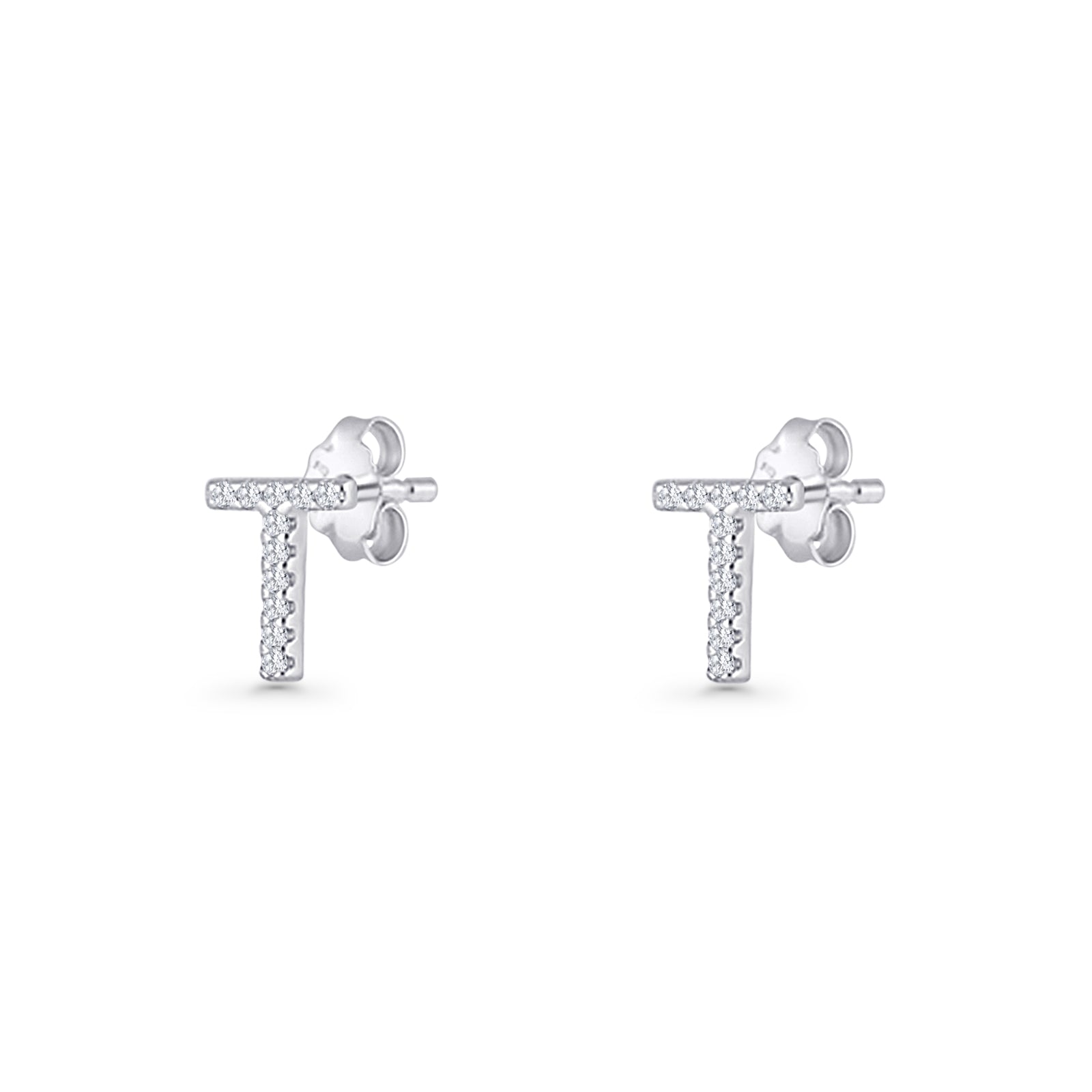 Initial T Stud Earrings
