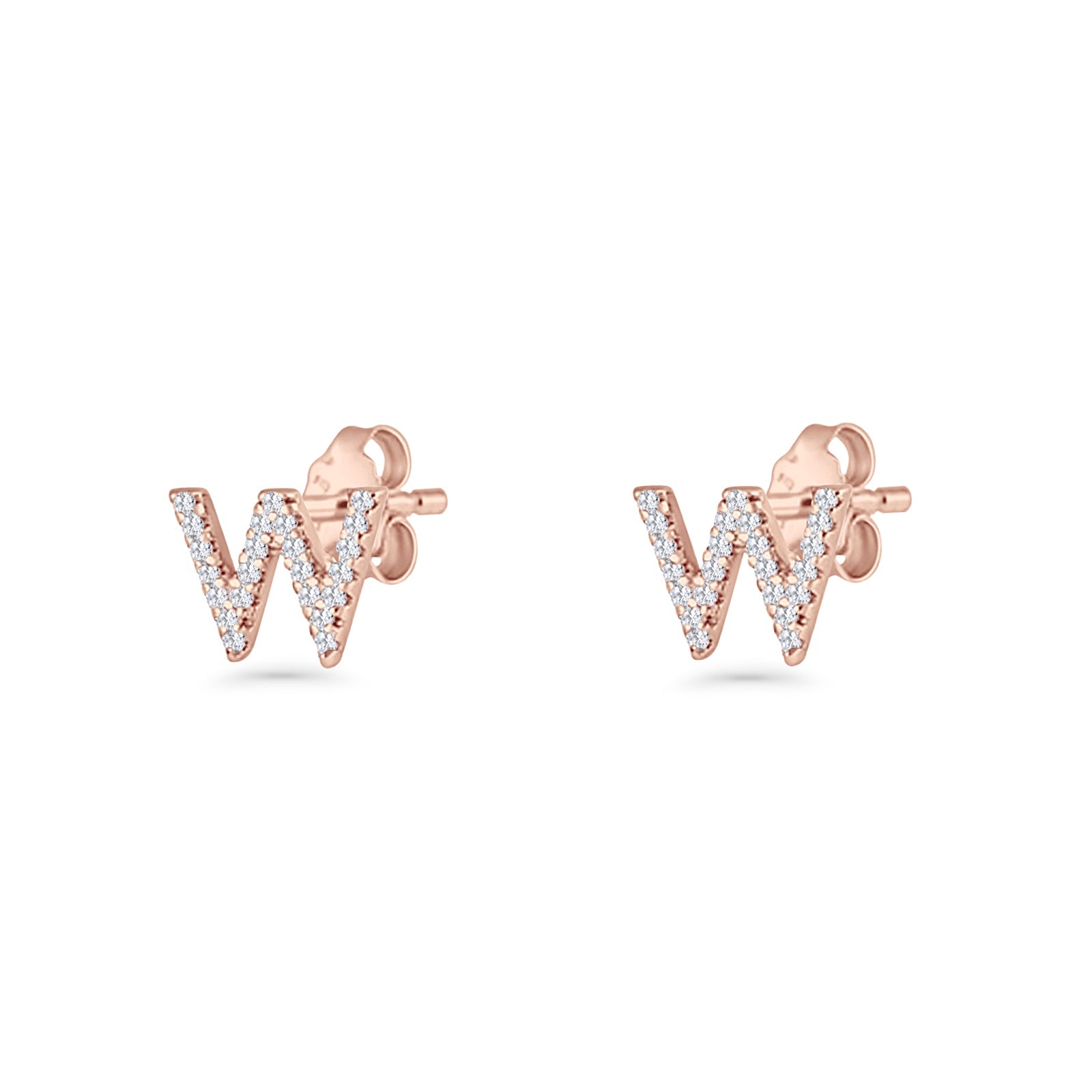 Initial W Stud Earrings