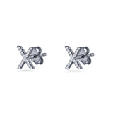 Initial X Stud Earrings