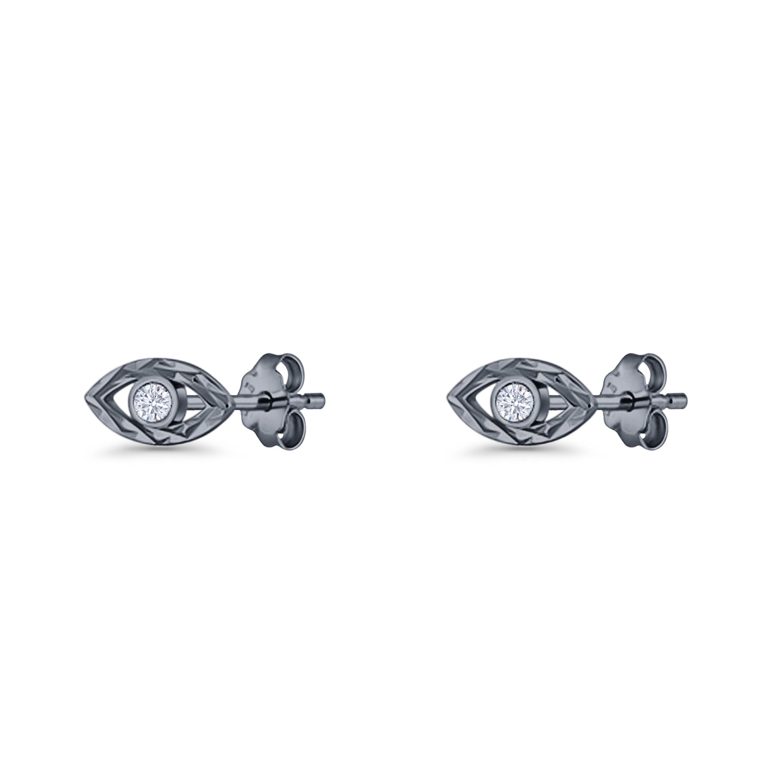 Round CZ Evil Eye Earrings