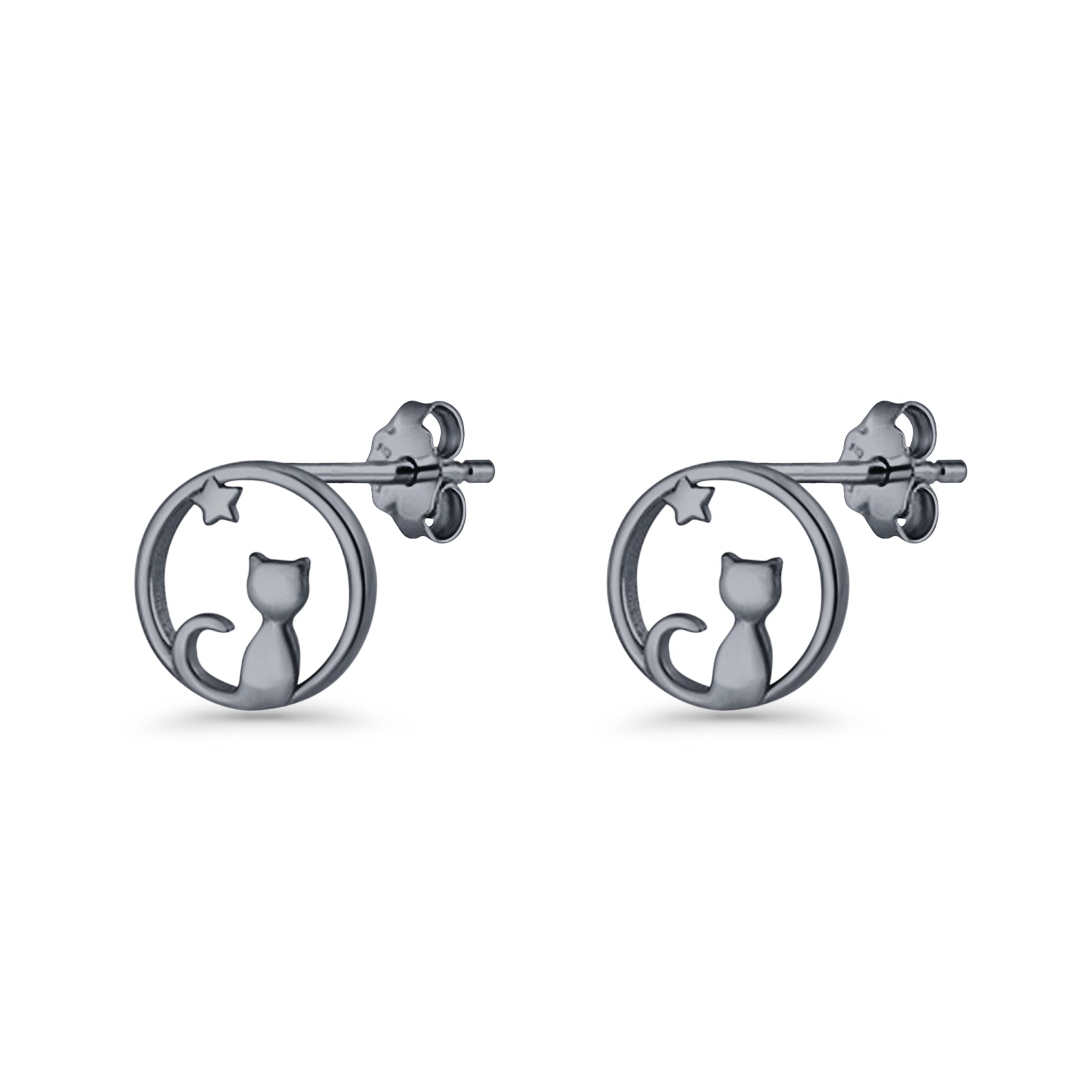 Cat Moon Stud Earring