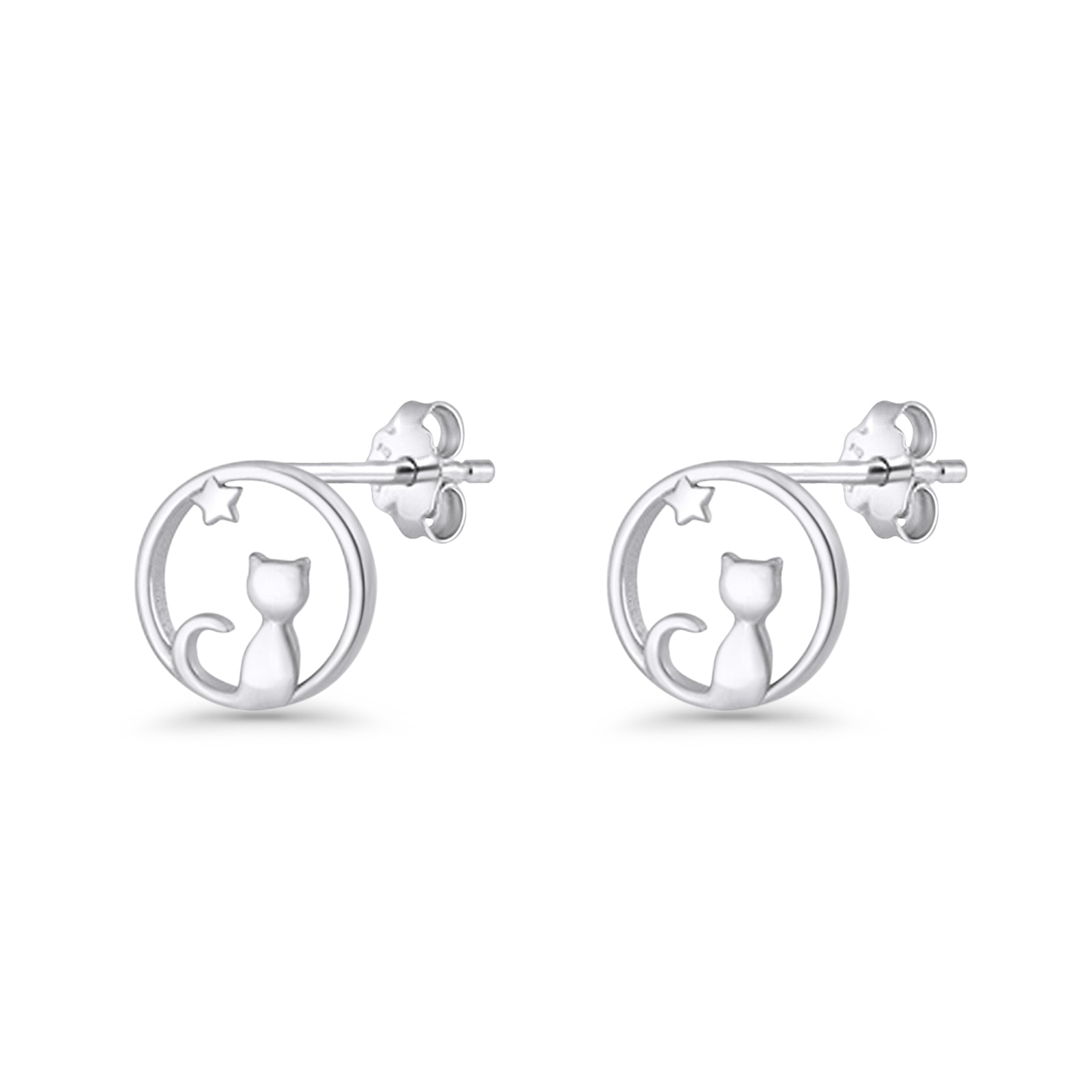 Cat Moon Stud Earring
