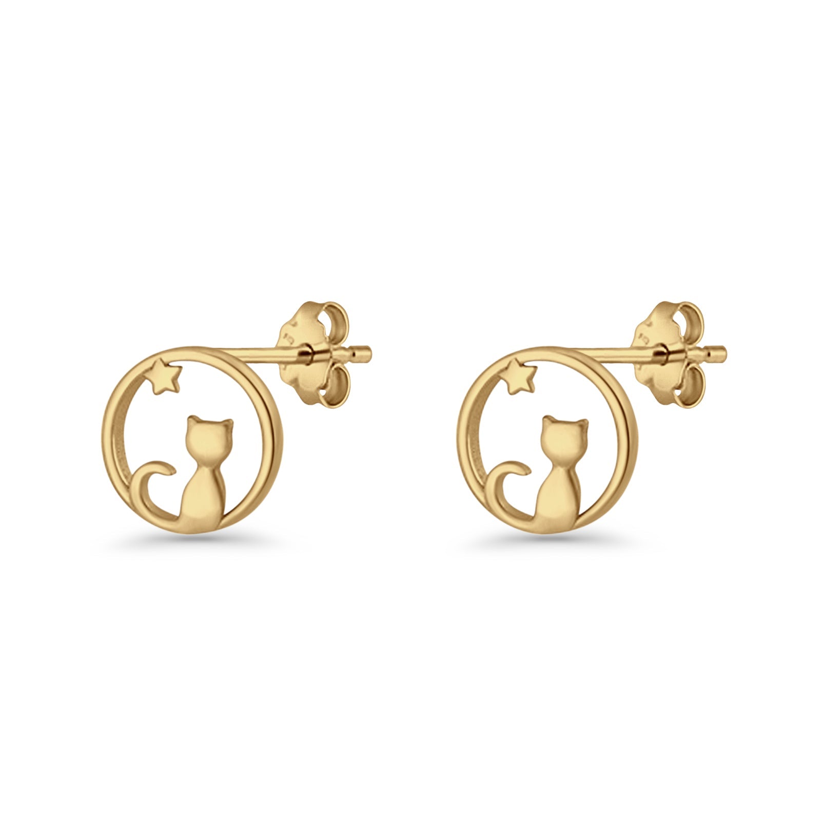 Cat Moon Stud Earring
