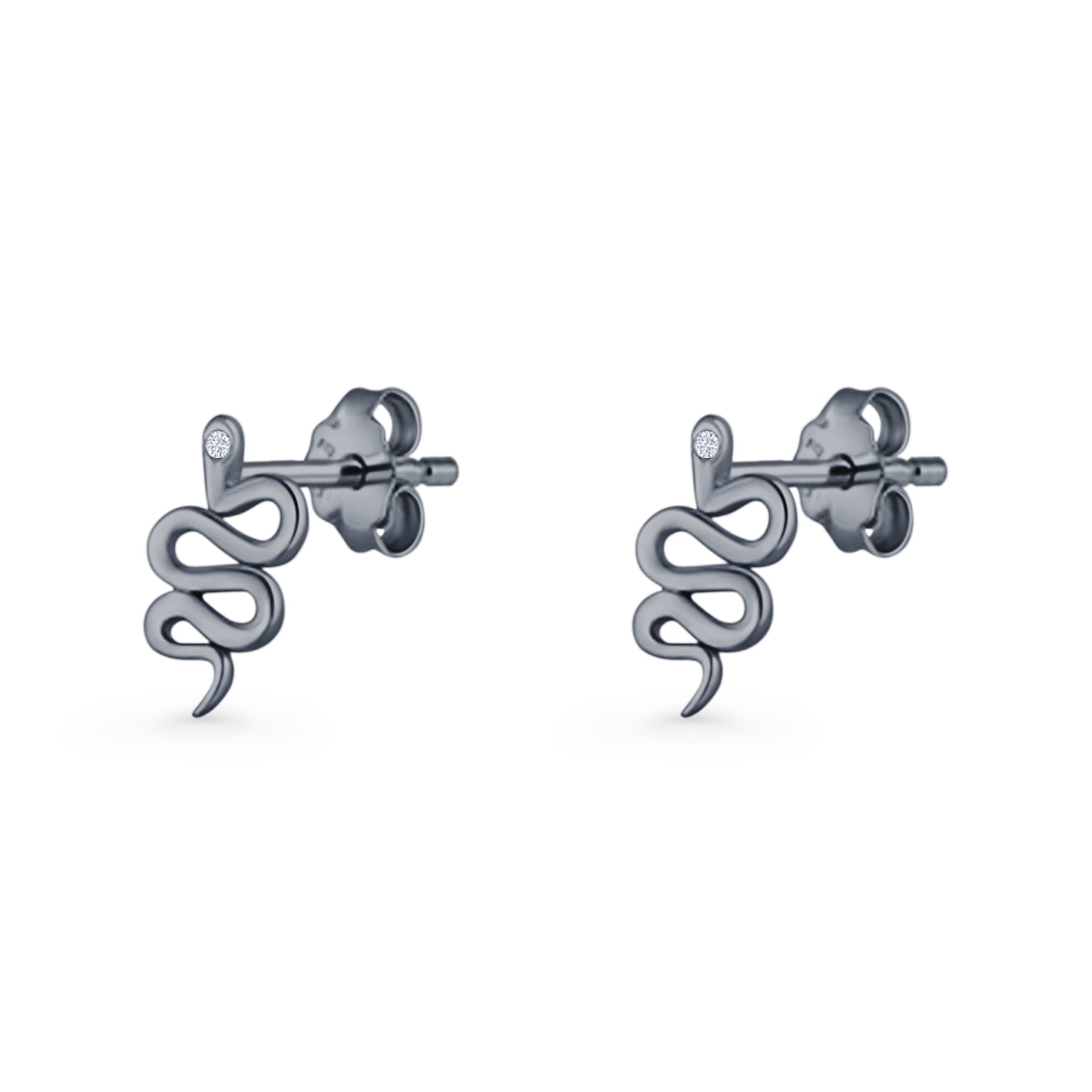 Vintage Style 10.5mm Snake Earrings Cubic Zirconia 925 Sterling Silver