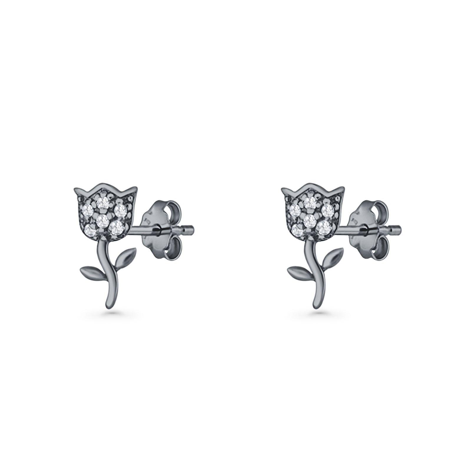 Tulip Rose Flower Stud Earring