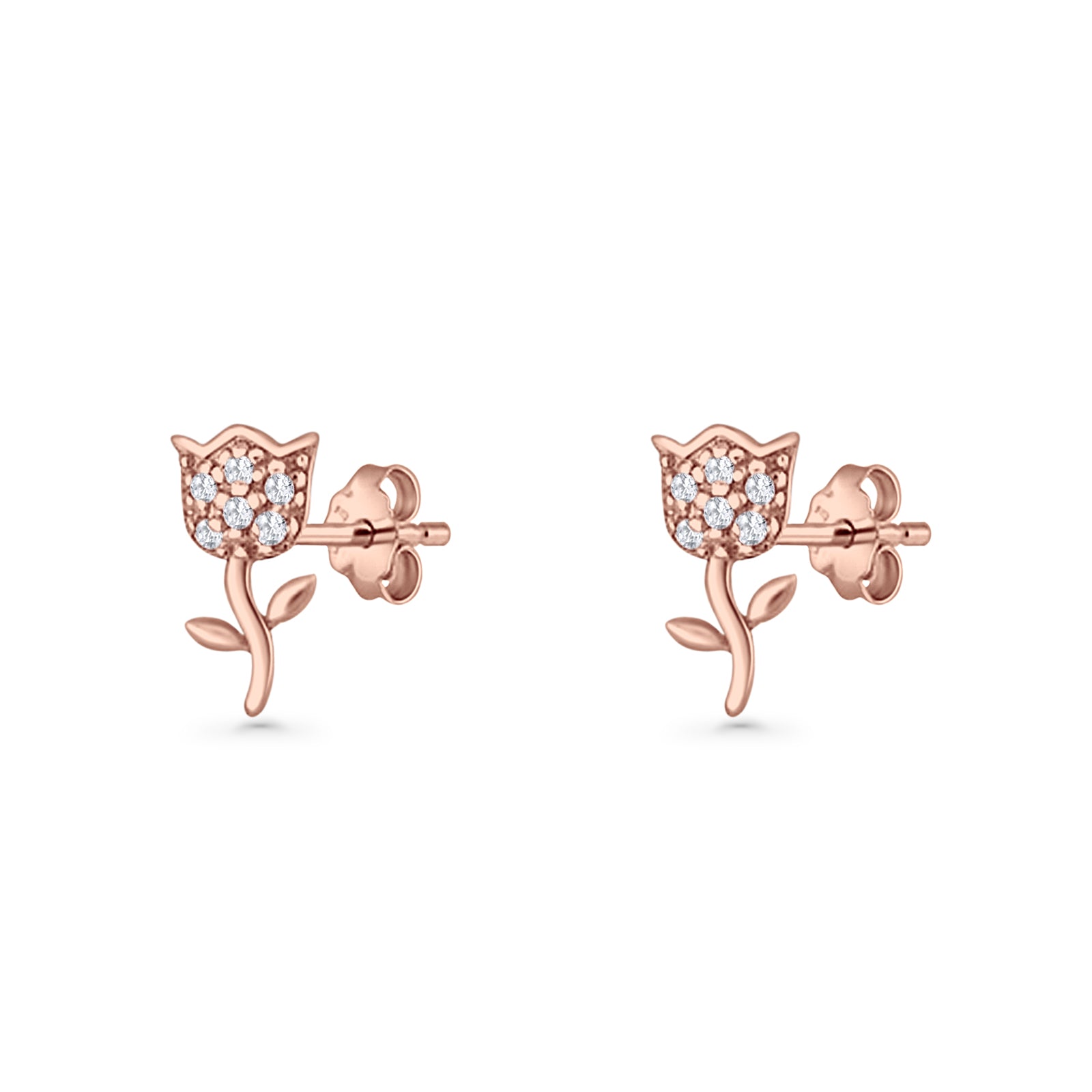 Tulip Rose Flower Stud Earring