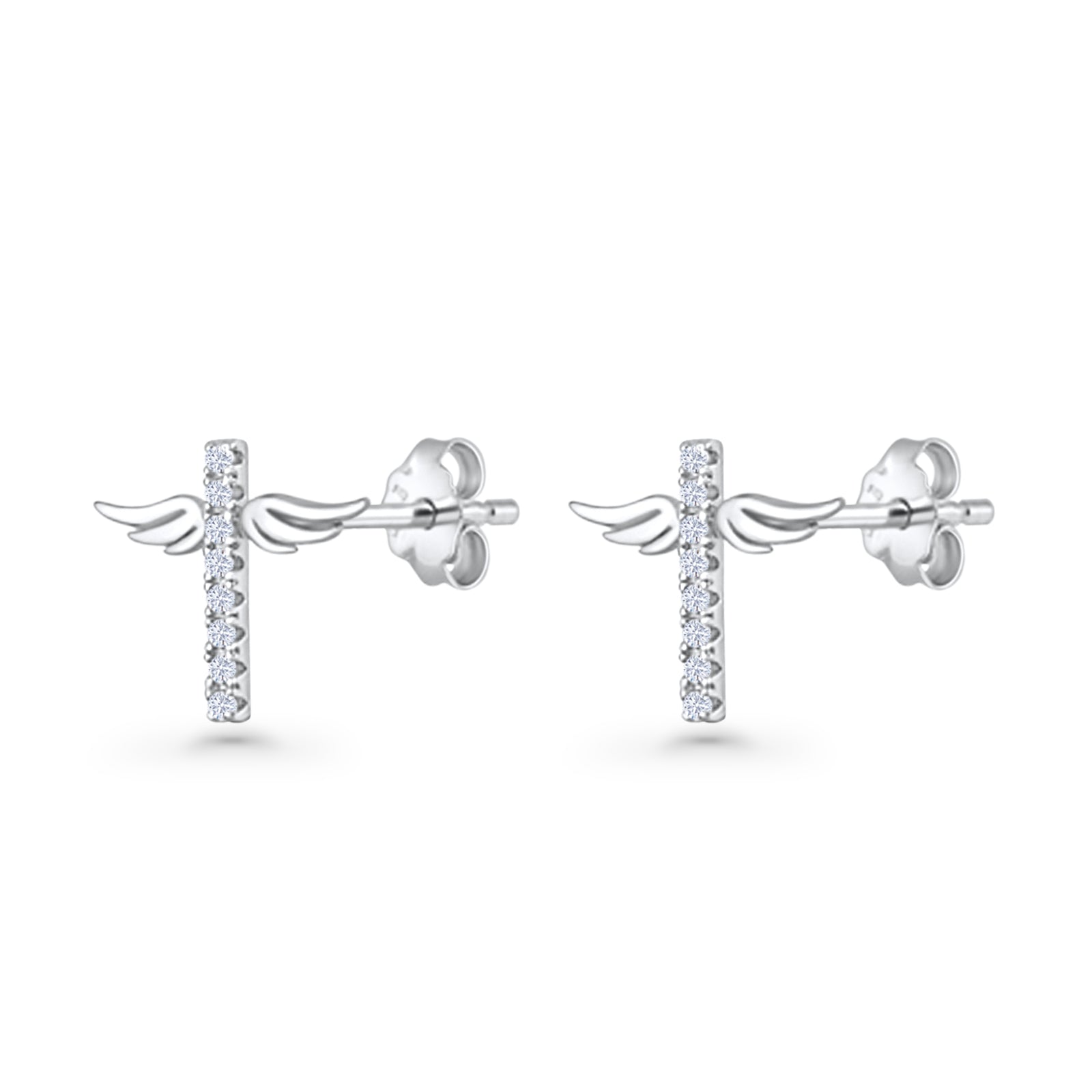 Angel Wings Cross Stud Earrings