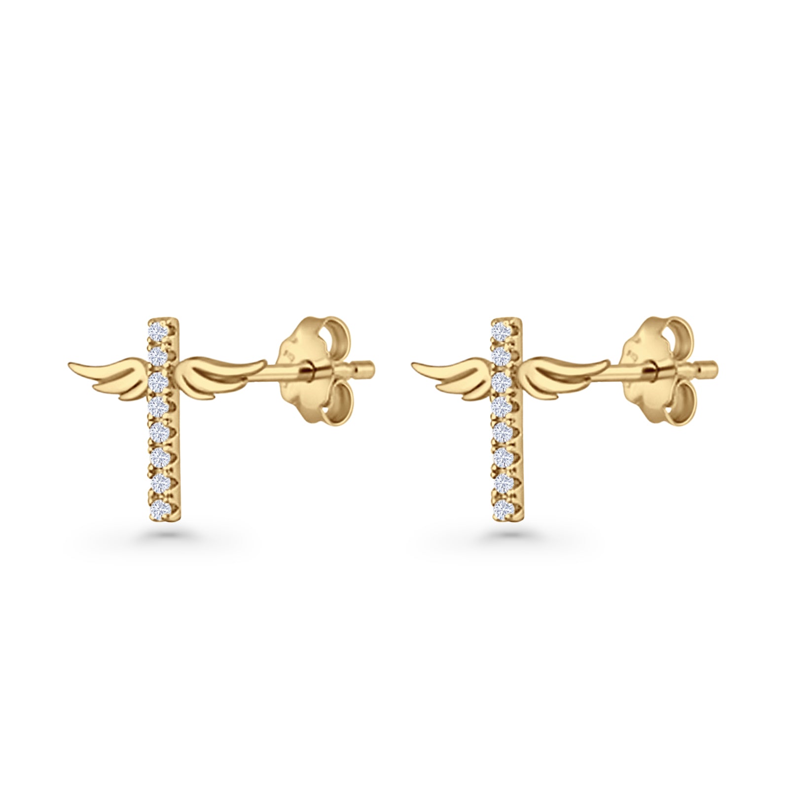 Angel Wings Cross Stud Earrings