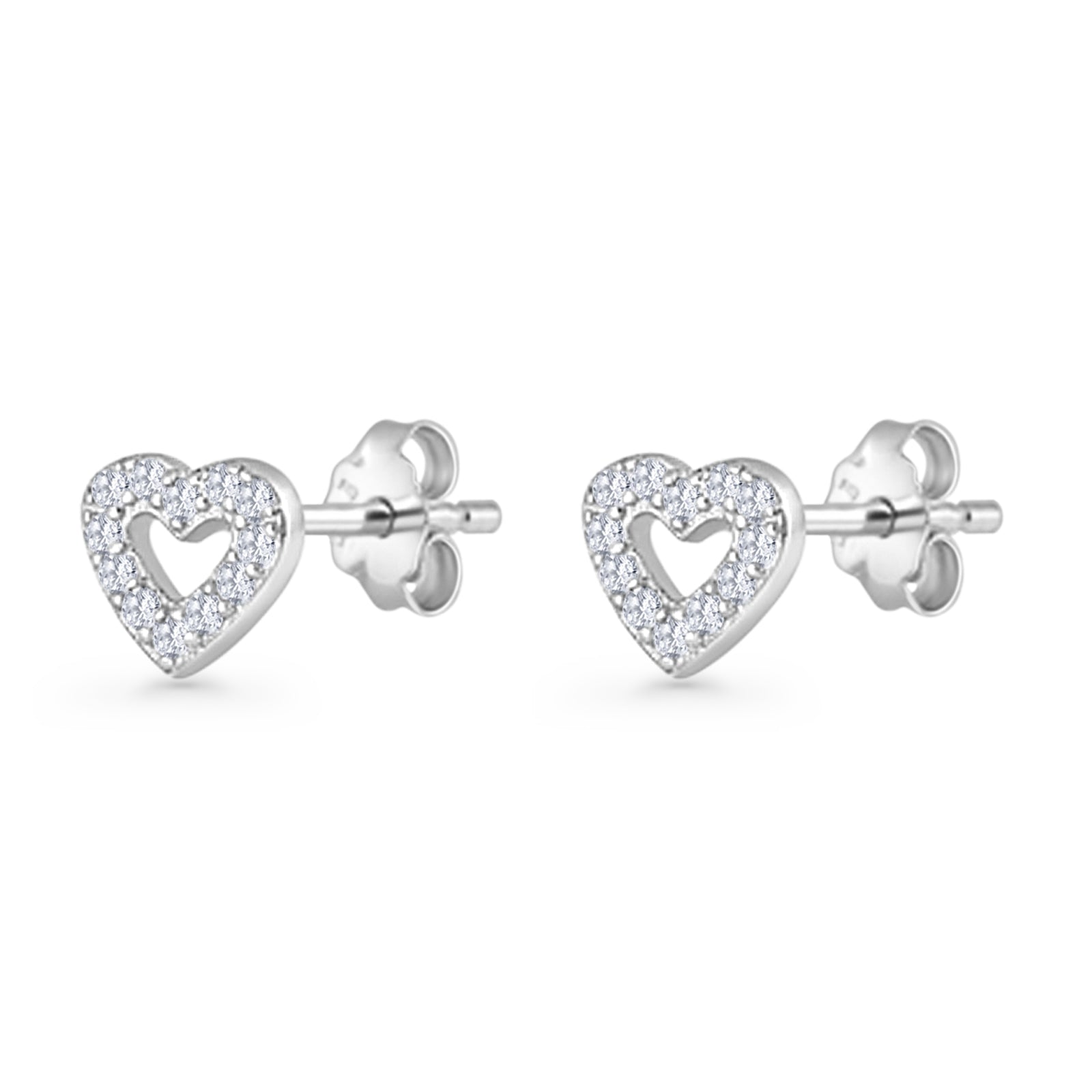 Open Heart CZ Stud Earring