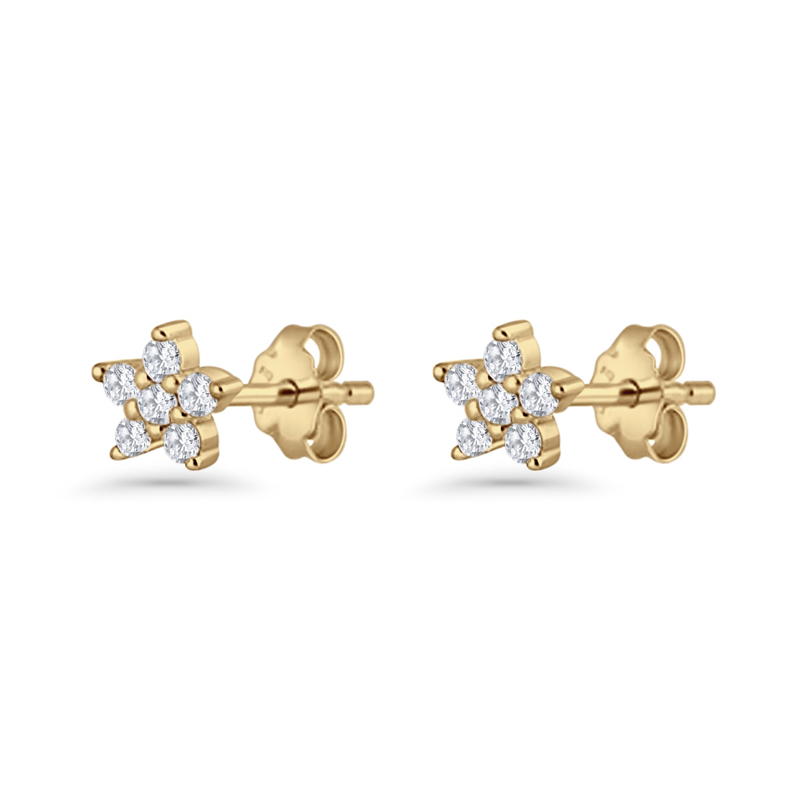 Minimal 3.3mm Star Flower Stud Earrings Cubic Zirconia 925 Sterling Silver