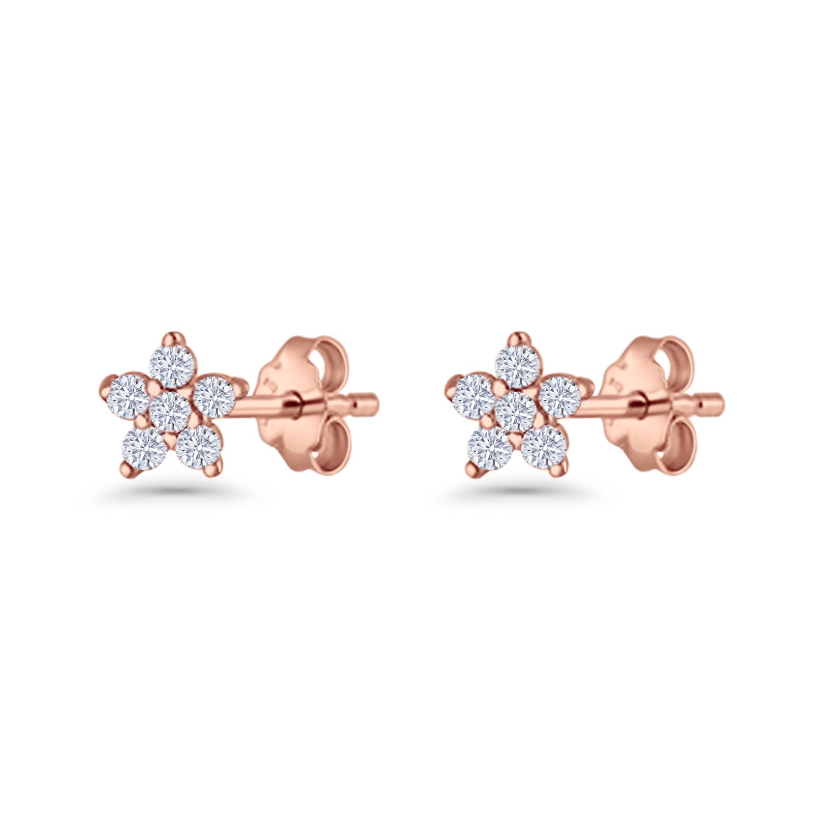 Star Flower Stud Earrings 3.5mm Cluster Cubic Zirconia 925 Sterling Silver