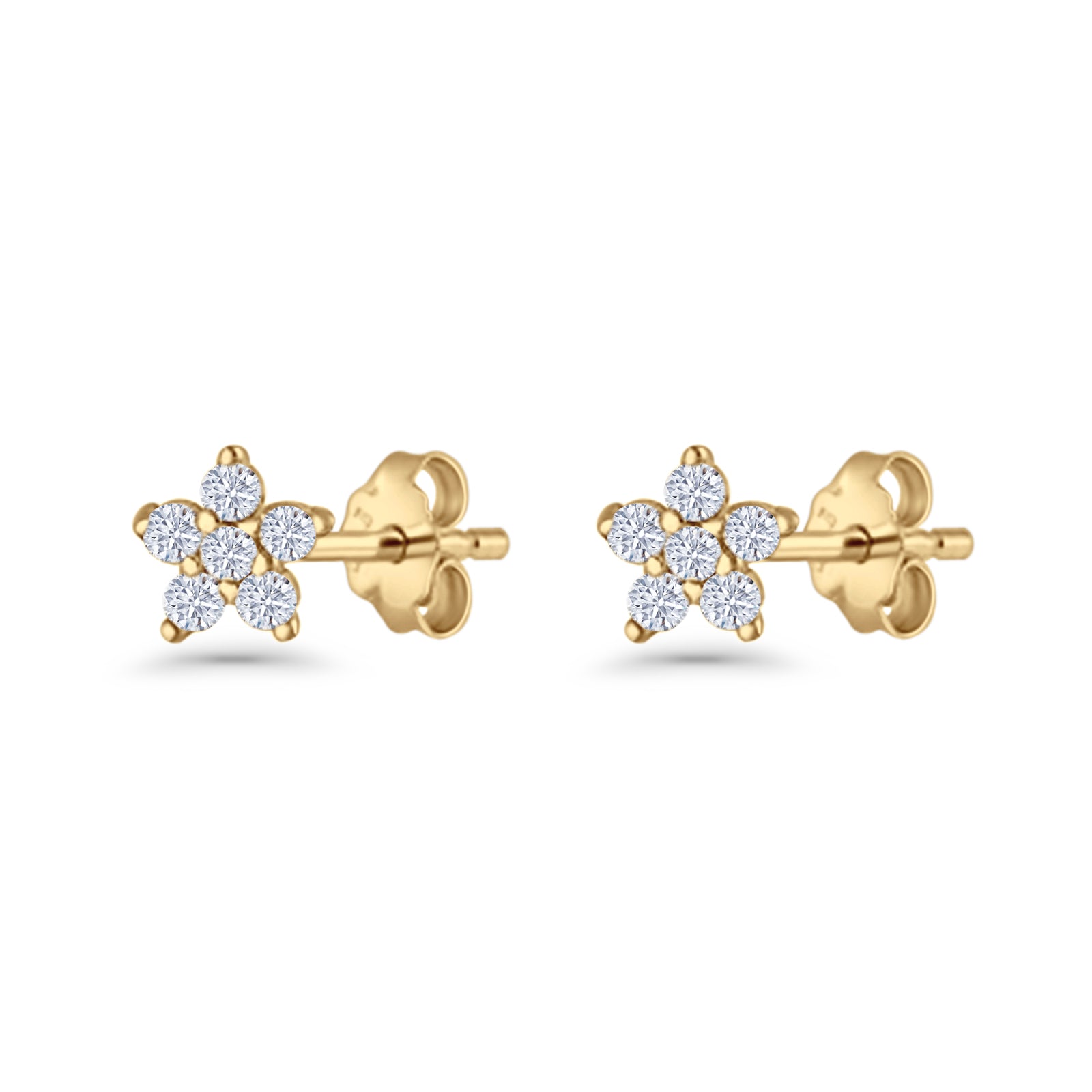 Star Flower Stud Earrings 3.5mm Cluster Cubic Zirconia 925 Sterling Silver