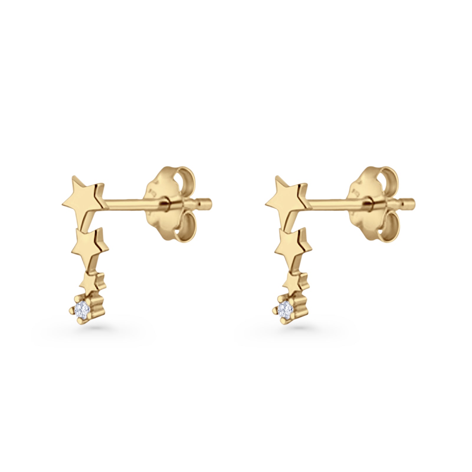 Three Star Stud Earrings 8.8mm Cubic Zirconia 925 Sterling Silver